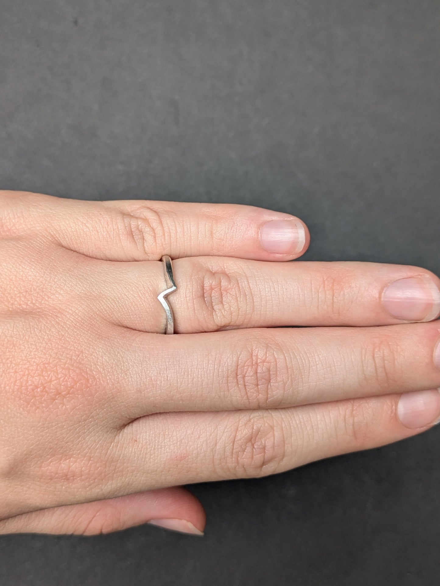 1960's 14k White Gold Zigzag Band