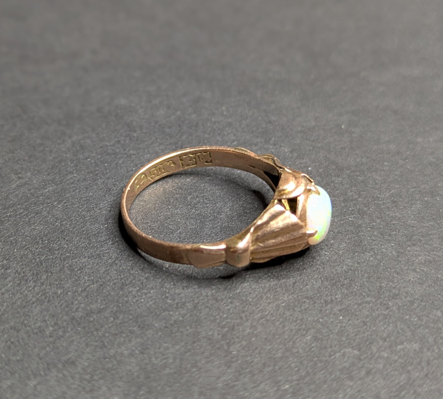 Art Nouveau Opal and 14k Rose Gold Ring