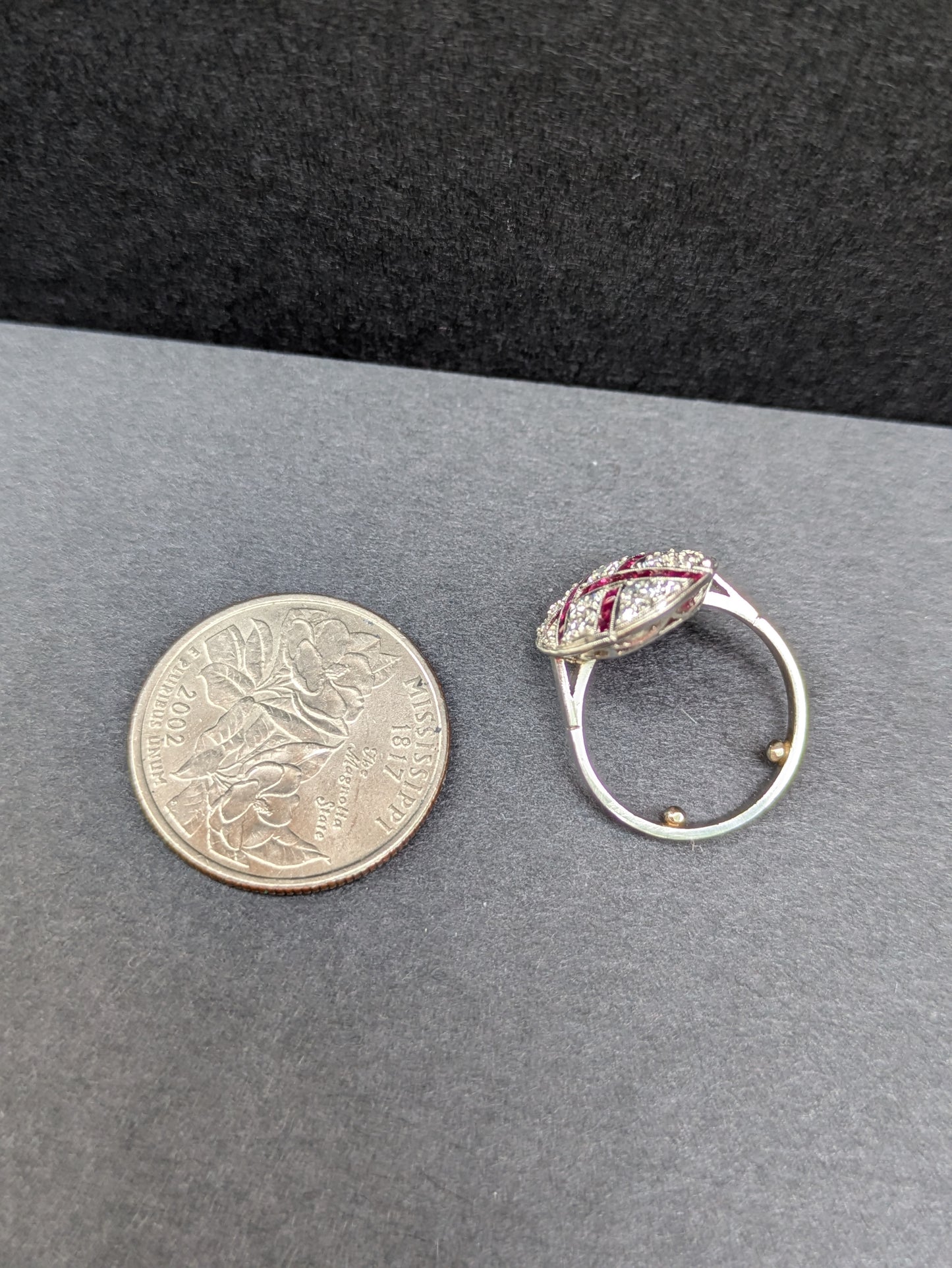 Platinum Diamond & Ruby Art Deco Ring