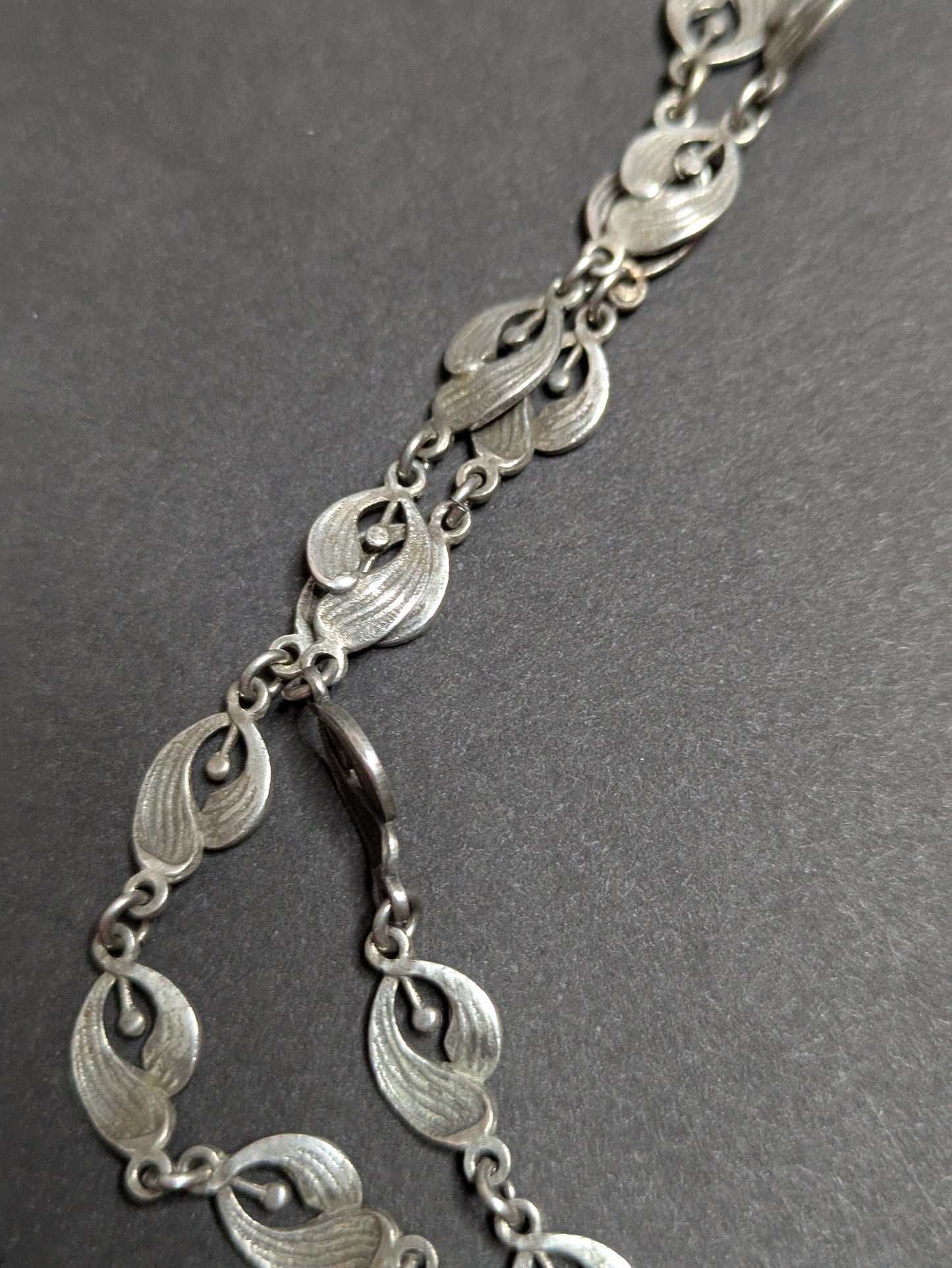 Art Nouveau Silver Long Guard Chain