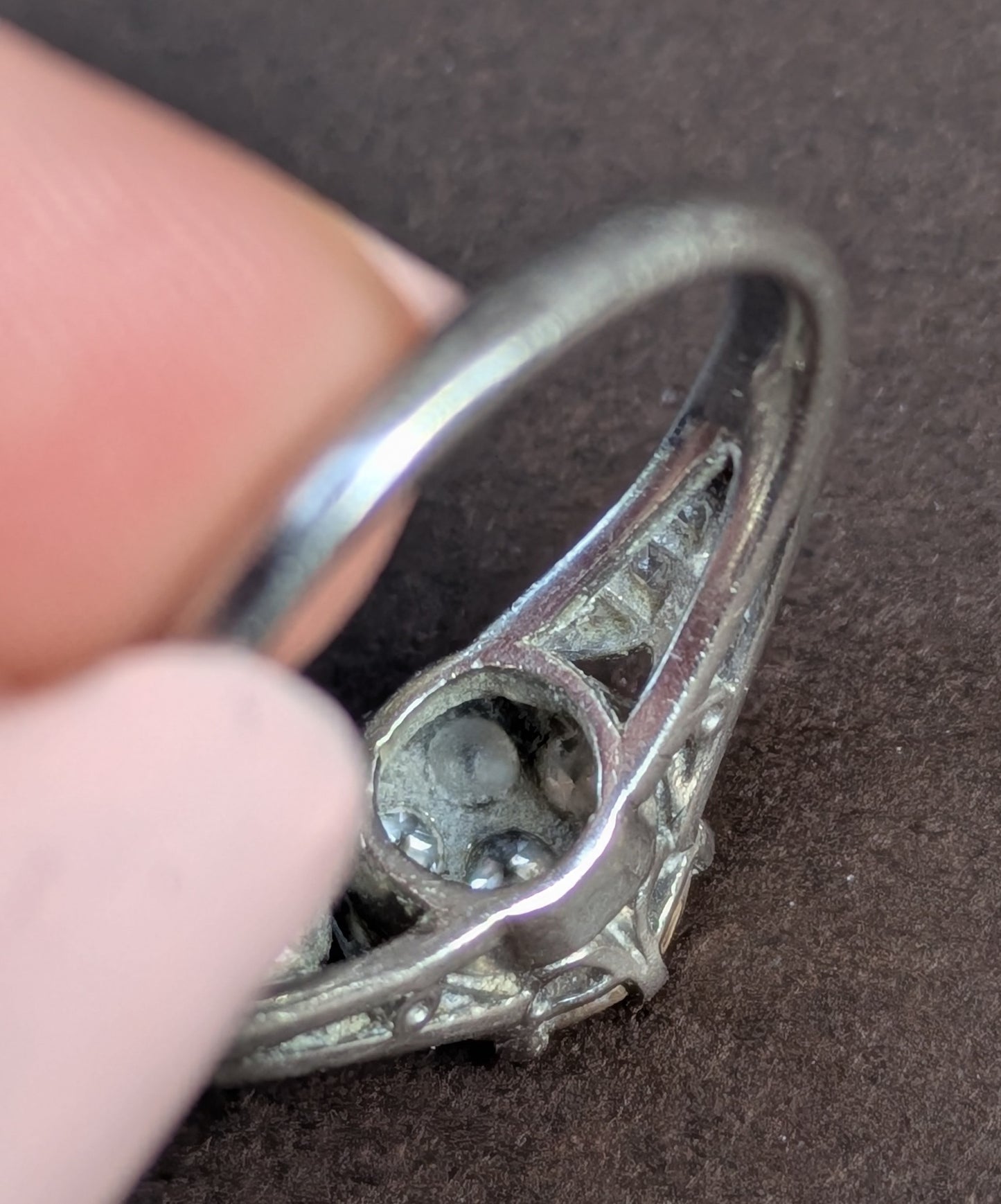 Platinum & Diamond 1930's Cluster Ring with Diamond Sides