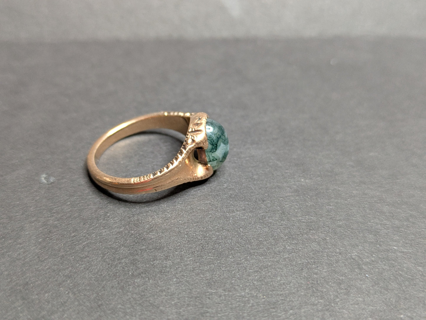 Moss Agate Gold Ring