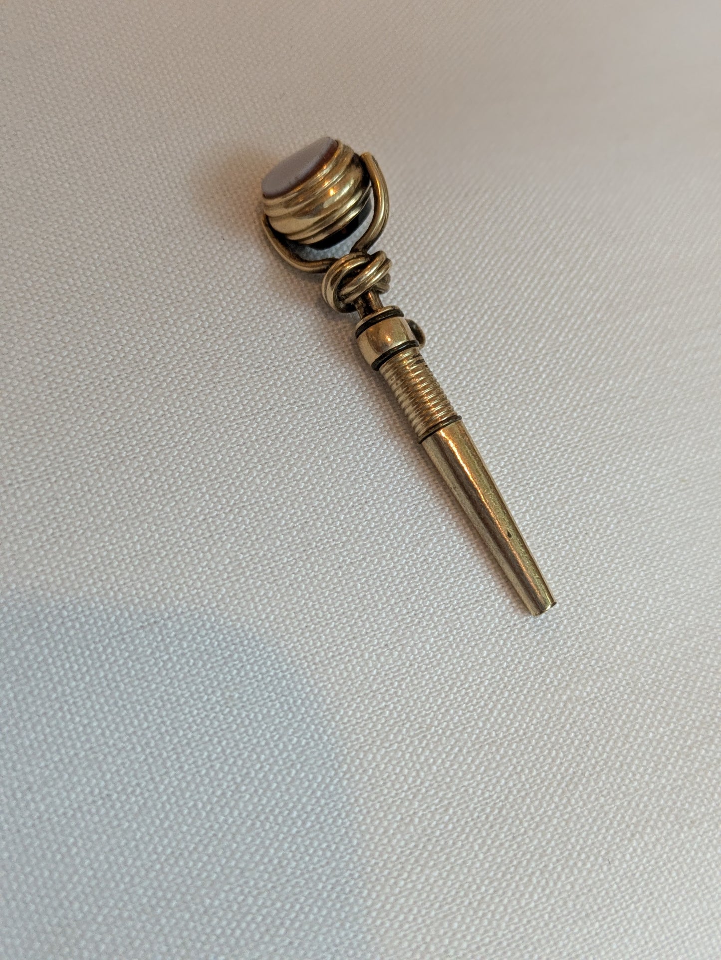 14kt Spinner Watch Key Fob Bloodstone and Carnelian