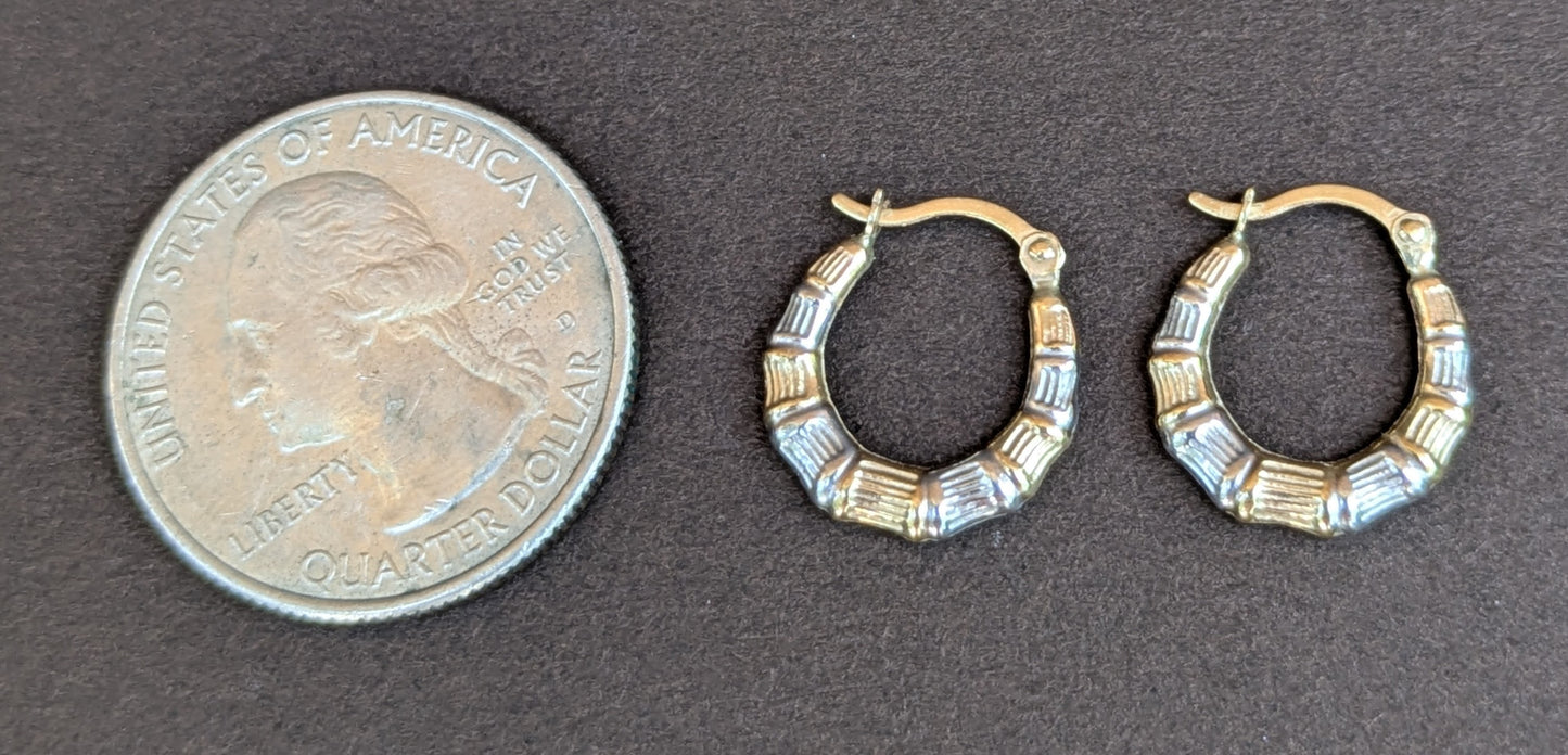 Small 10kt "Bamboo" Hoops