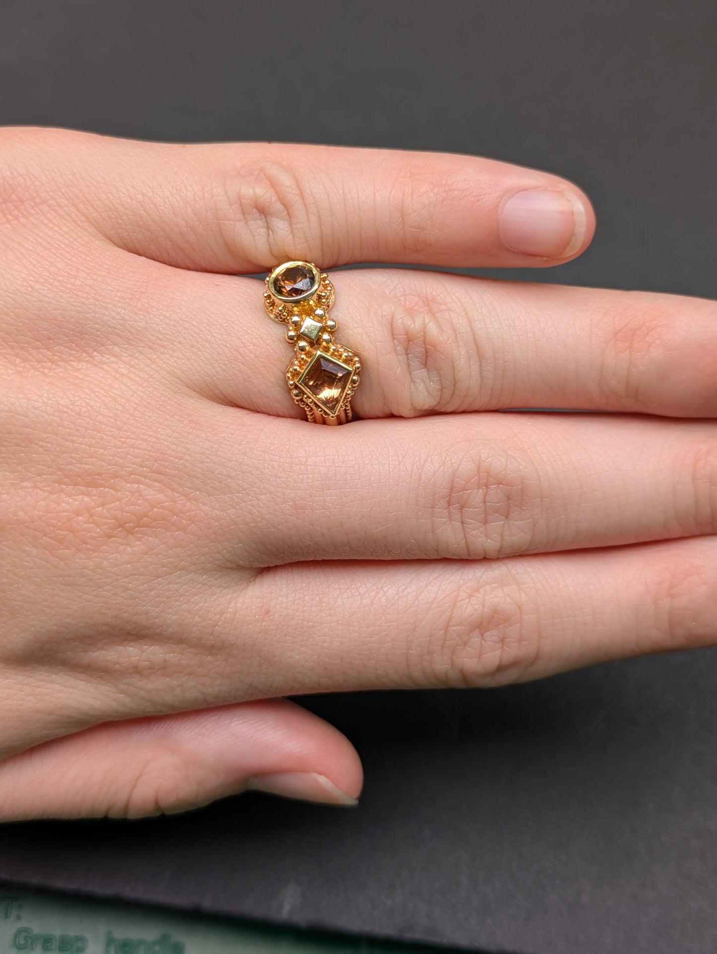 18kt Citrine and Quartz Ring