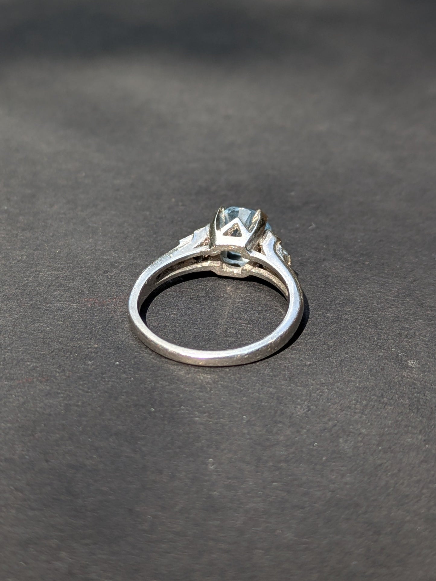 Platinum and Aquamarine Diamond Ring