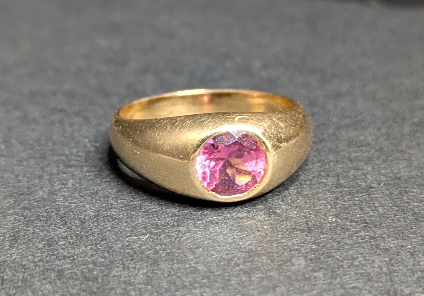 14k Flush Set Pink Tourmaline Ring