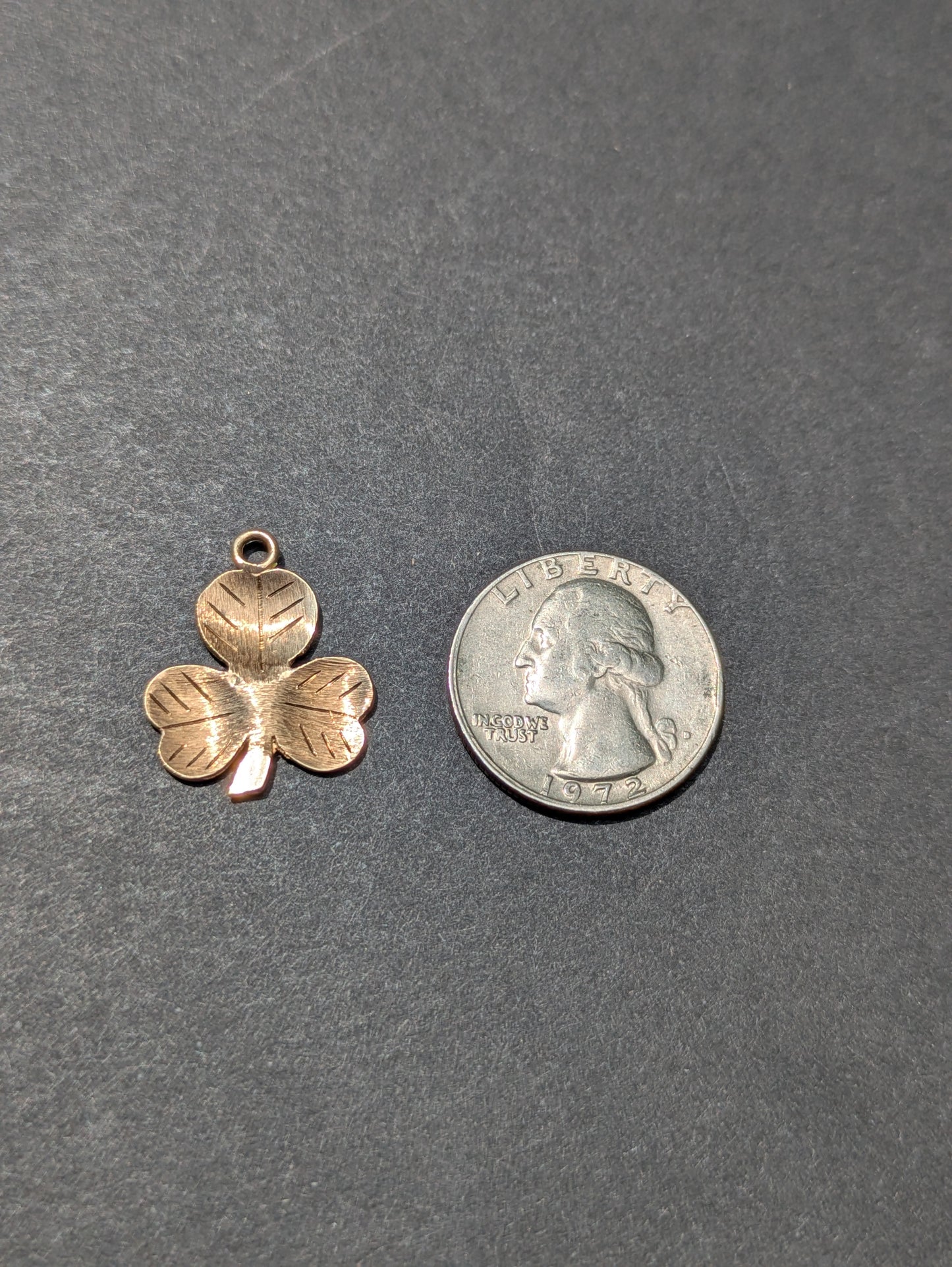 9kt Shamrock Charm with Florentine Finish