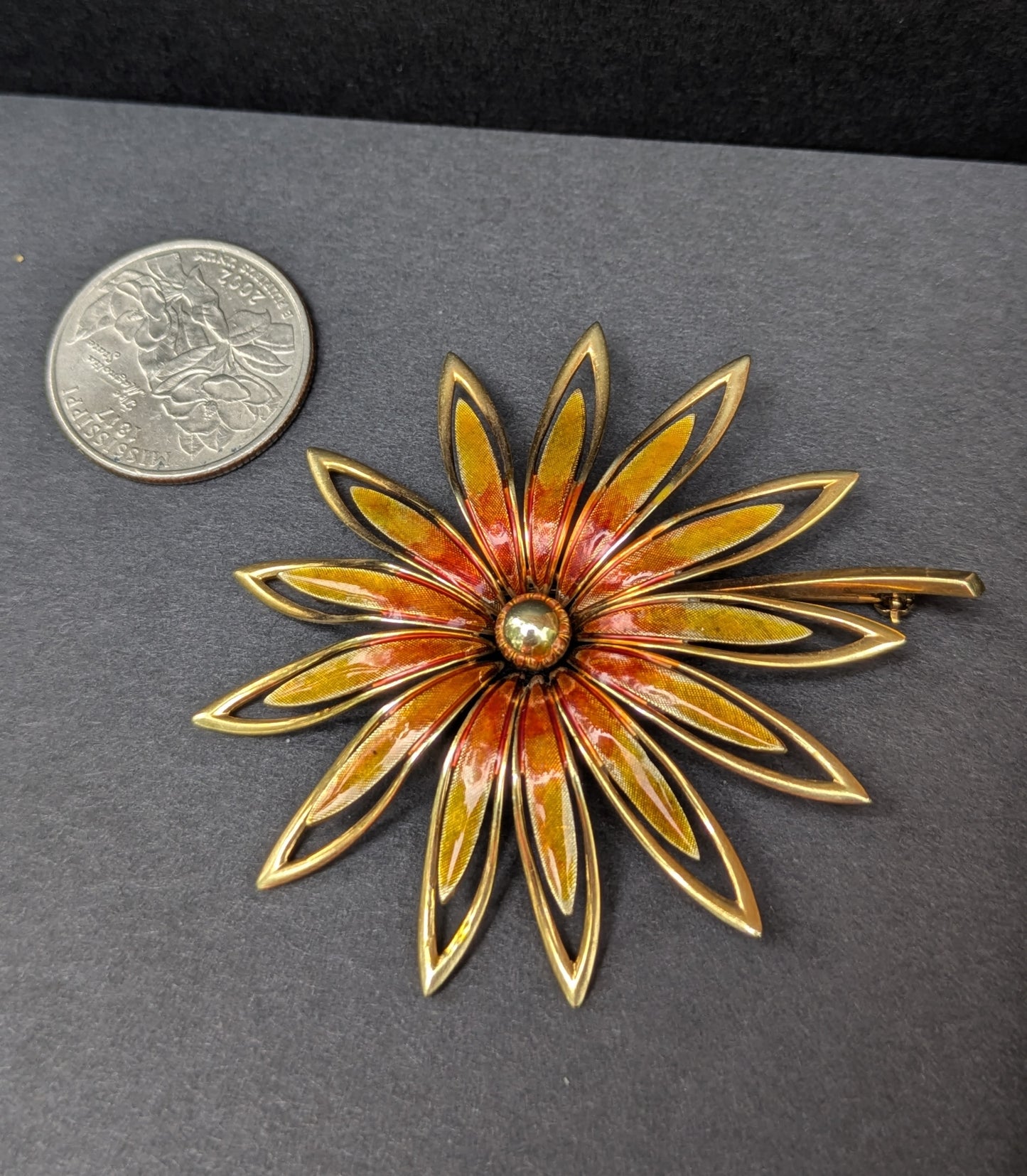 1970's Large Enamel Flower Broach Tiffany & Co.
