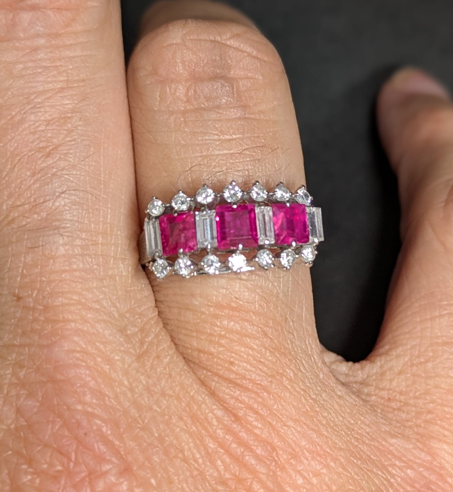 14k White Gold Ruby and Diamond Ring