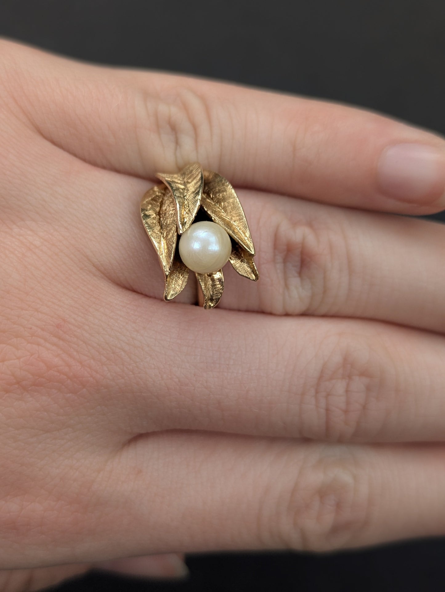 14k Pearl Flower Ring