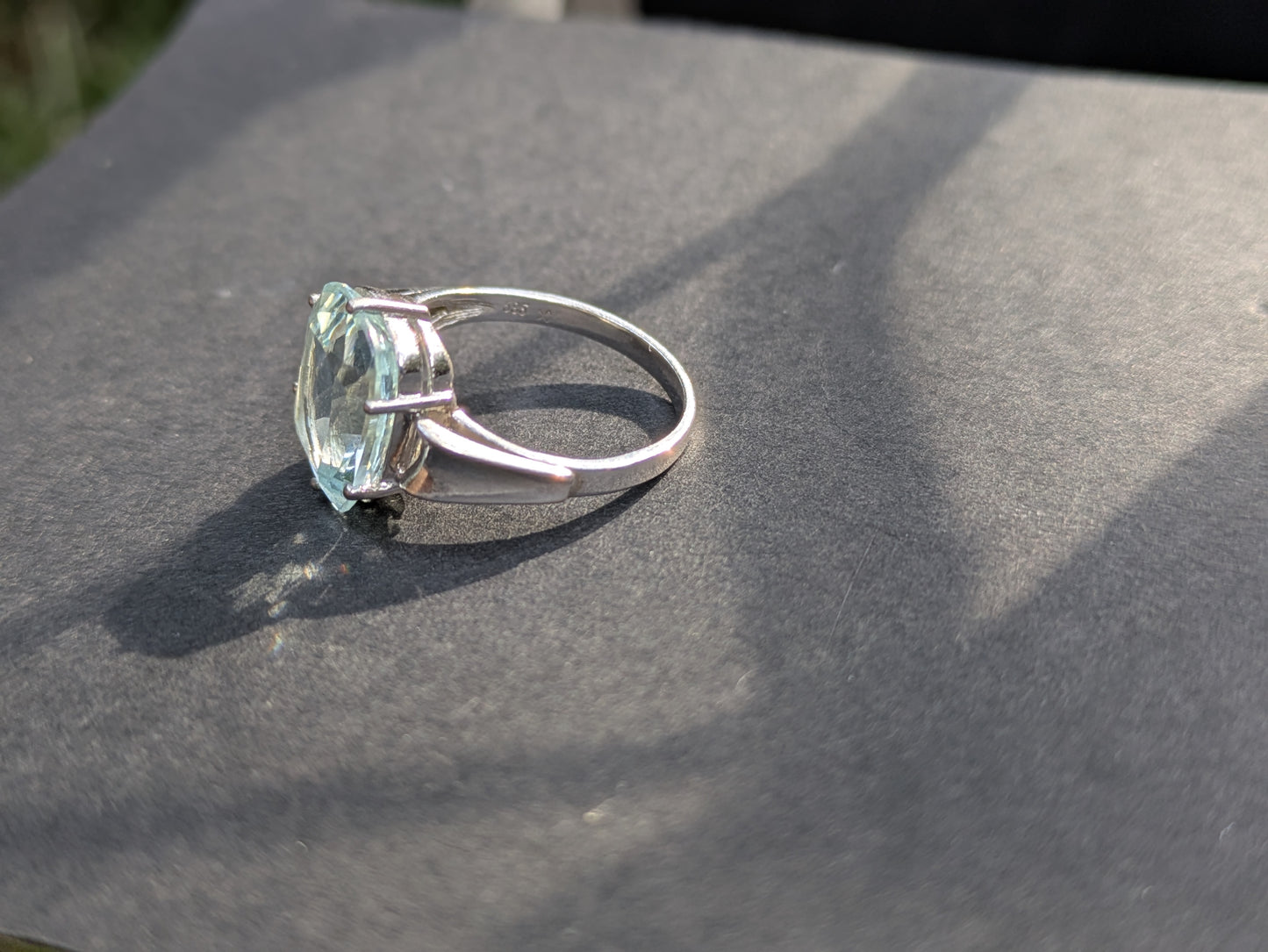 14kt White Gold Art Deco Aquamarine Ring