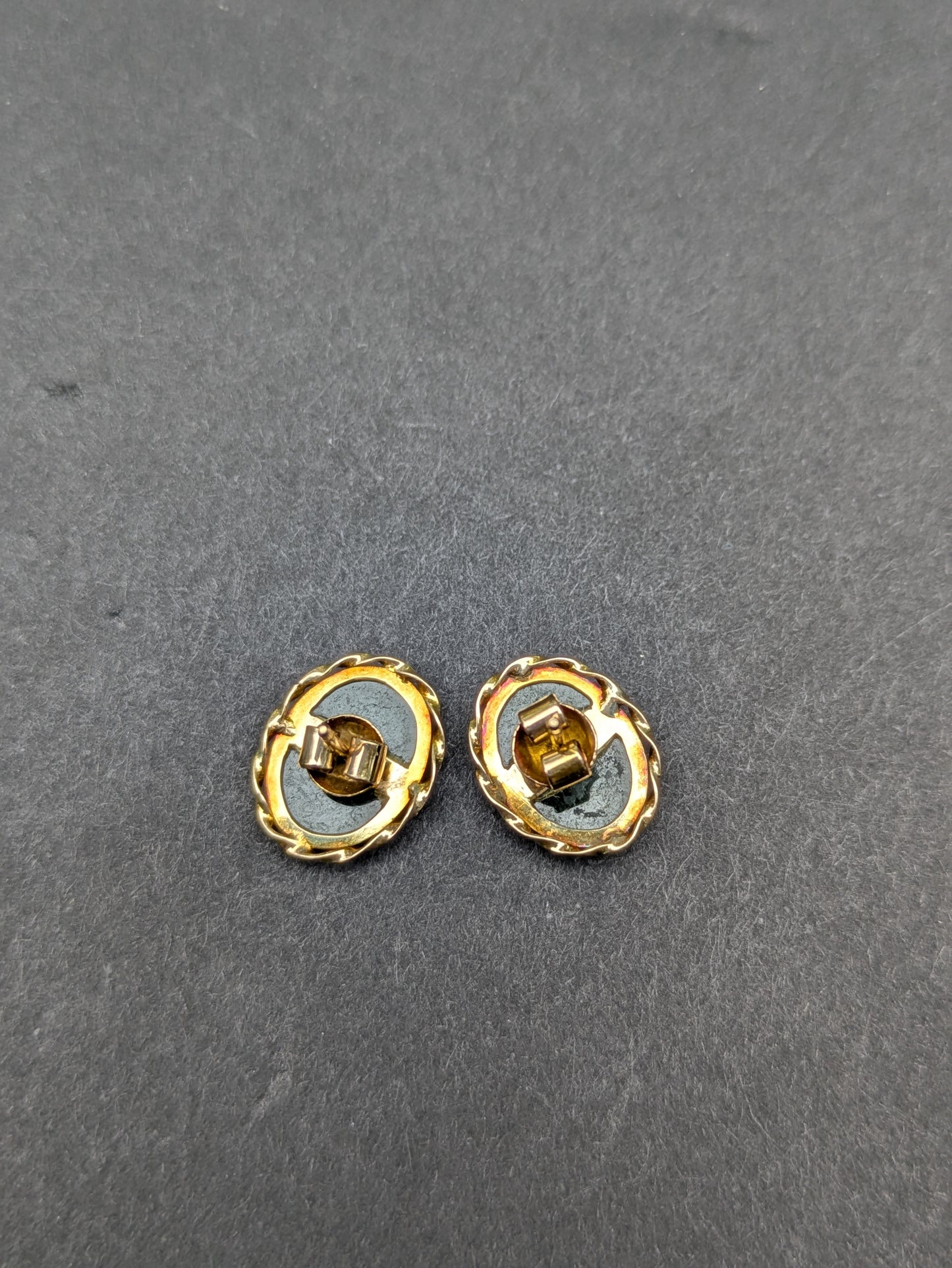 1940's 14kt Oval Jade Earrings