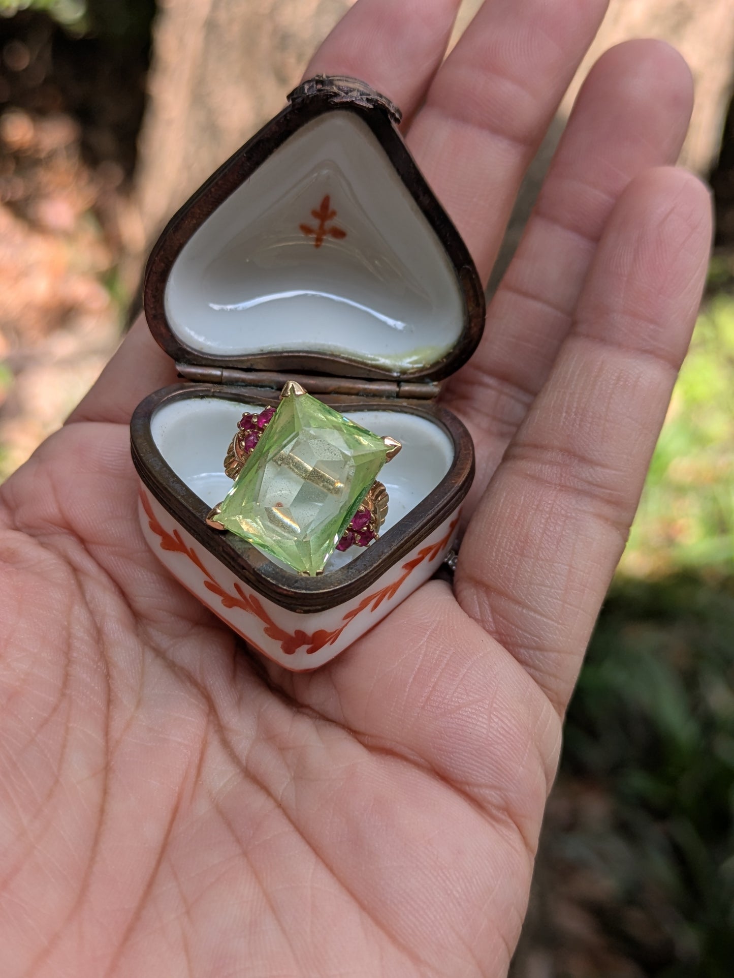 14kt 1950's Citrine and Ruby Ring