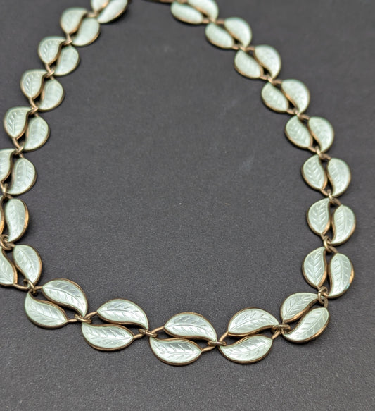 Sterling and White Enamel David Anderson Leaf Double Row