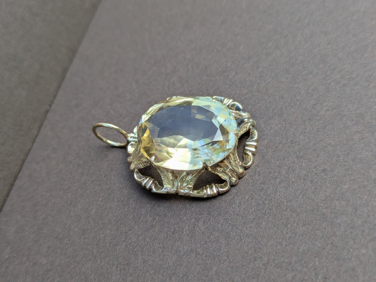 14kt Citrine Pendant In Victorian Mounting