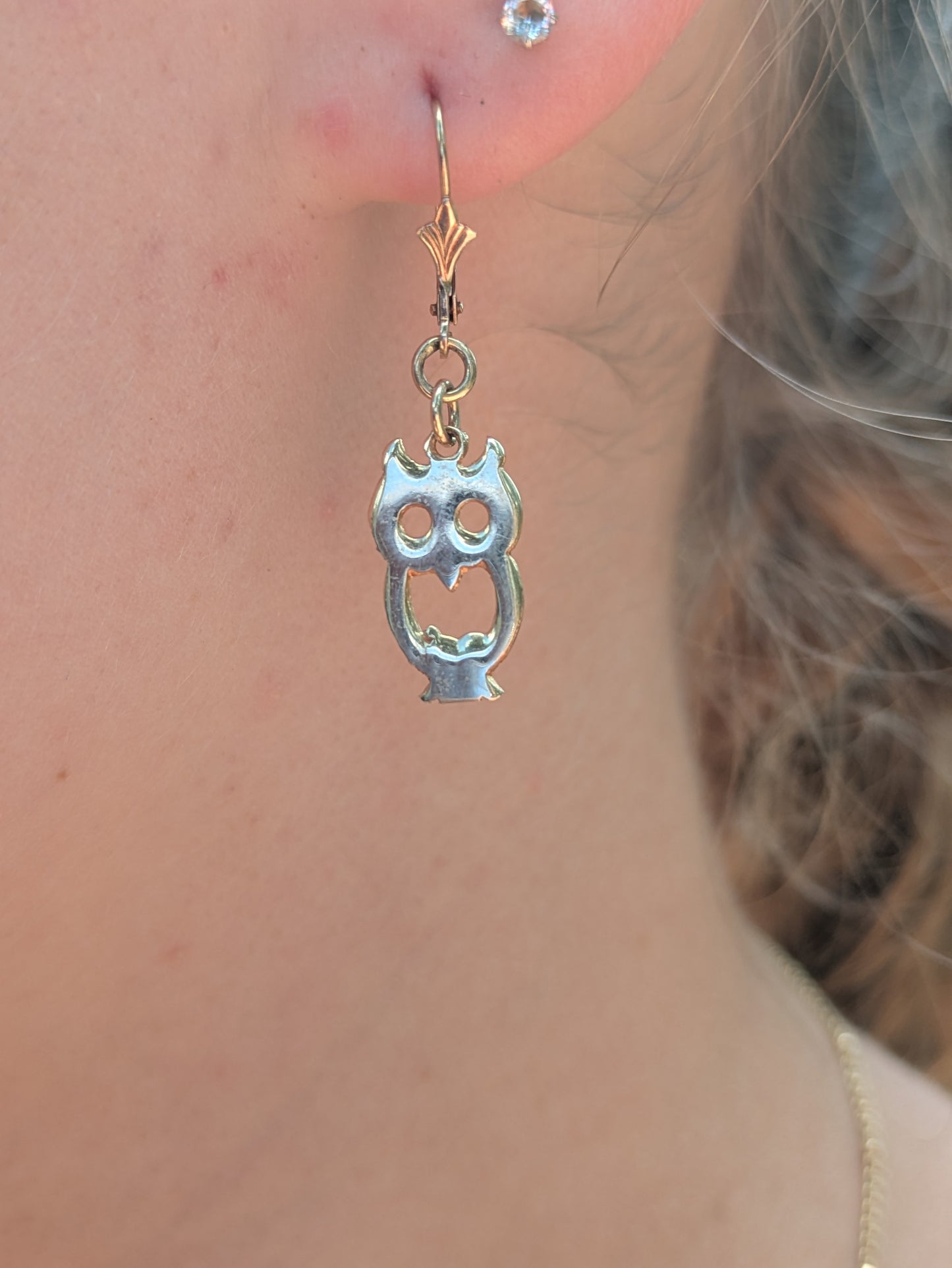 14kt Yellow Gold Owl Earrings