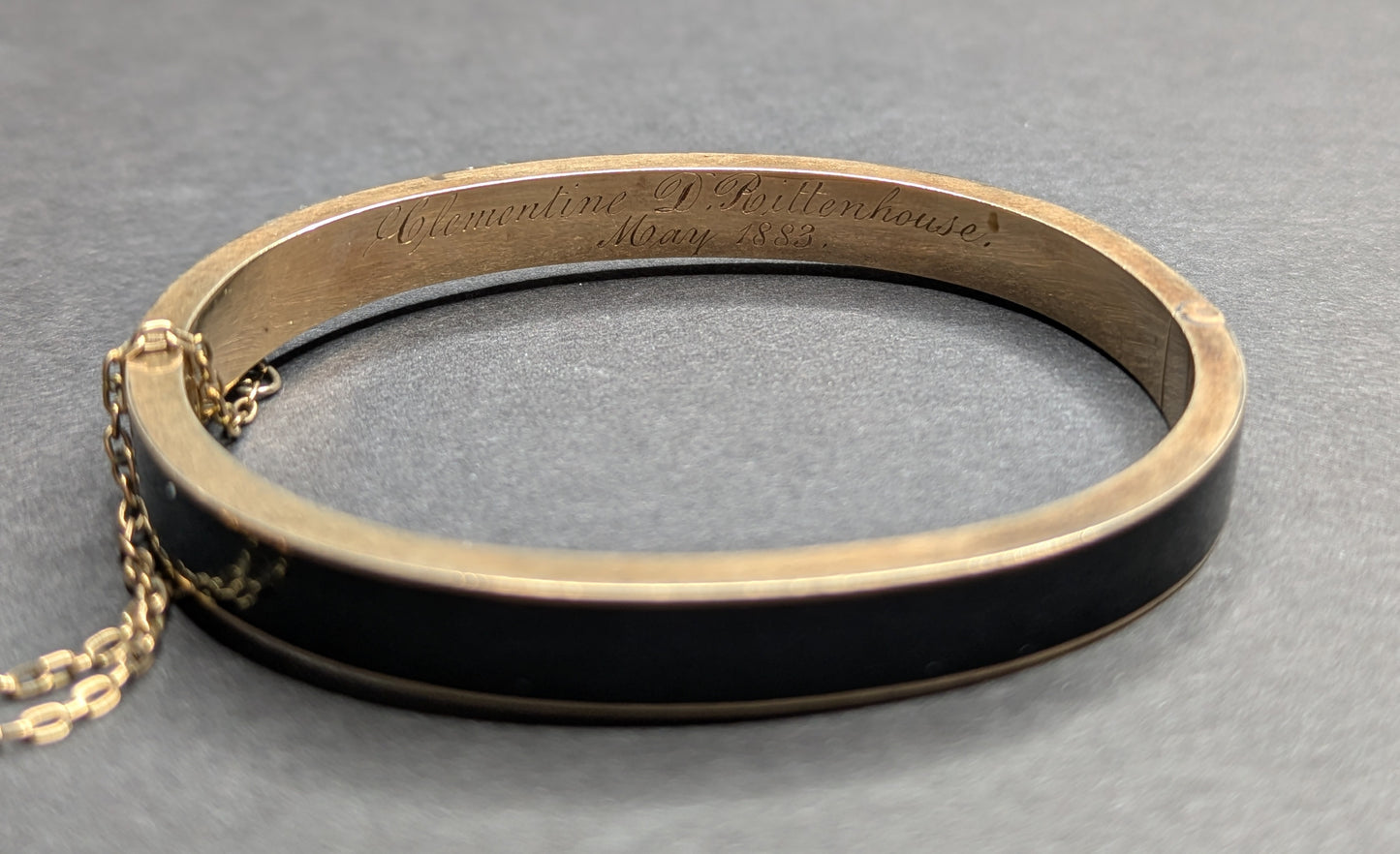 10k Victorian Enamel Mourning Bagle Bracelet