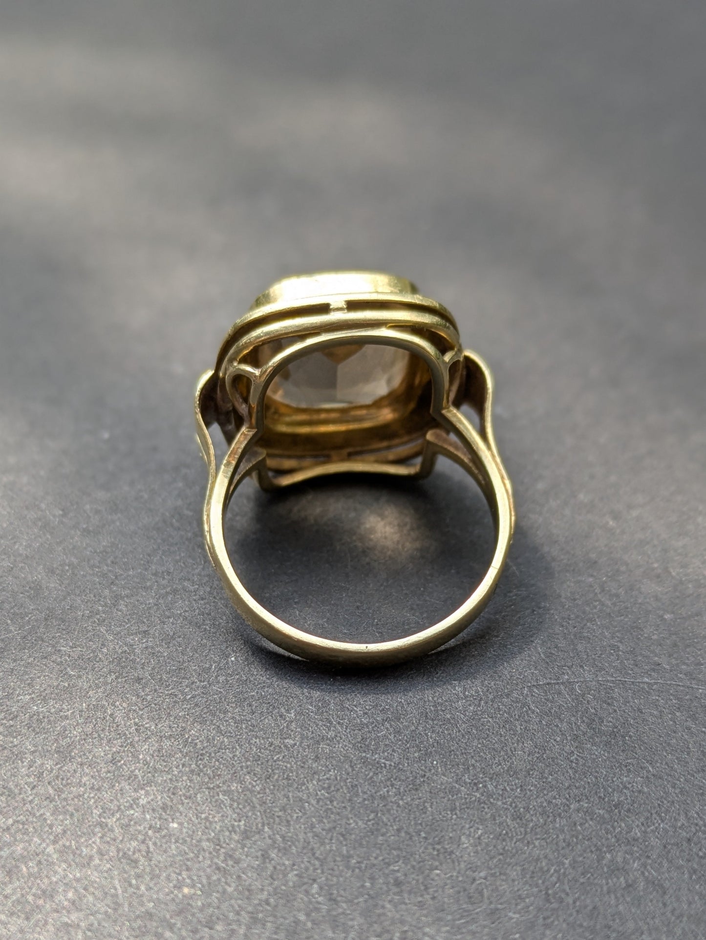 Large 14kt Elongated Cushion Cut Citrine Ring