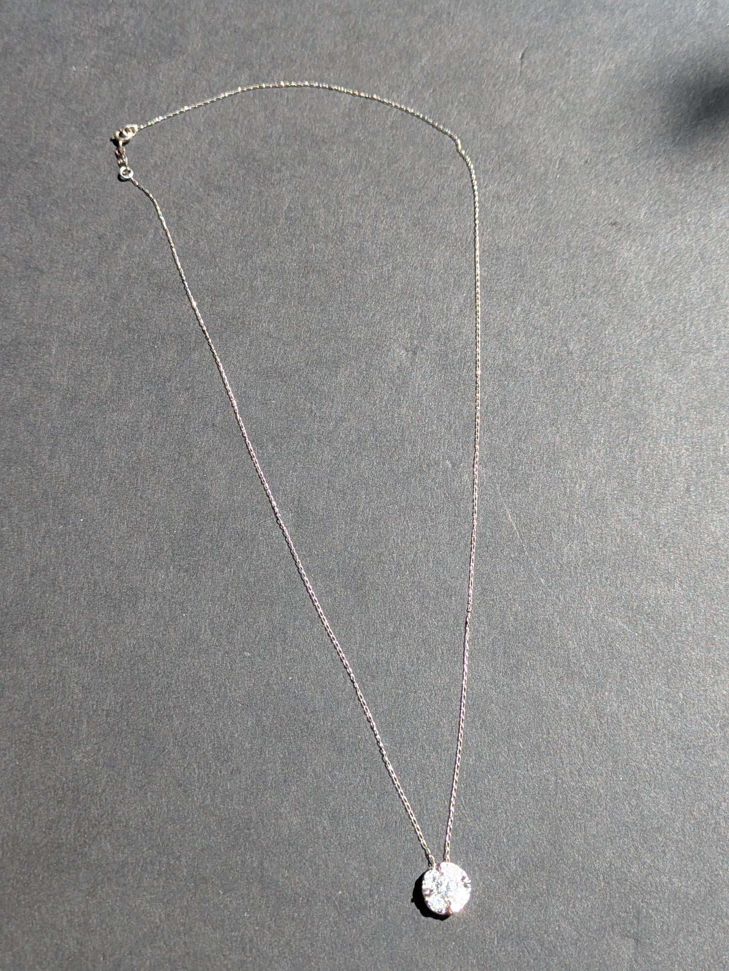 14k White Gold Diamond Cluster Pendant and Chain
