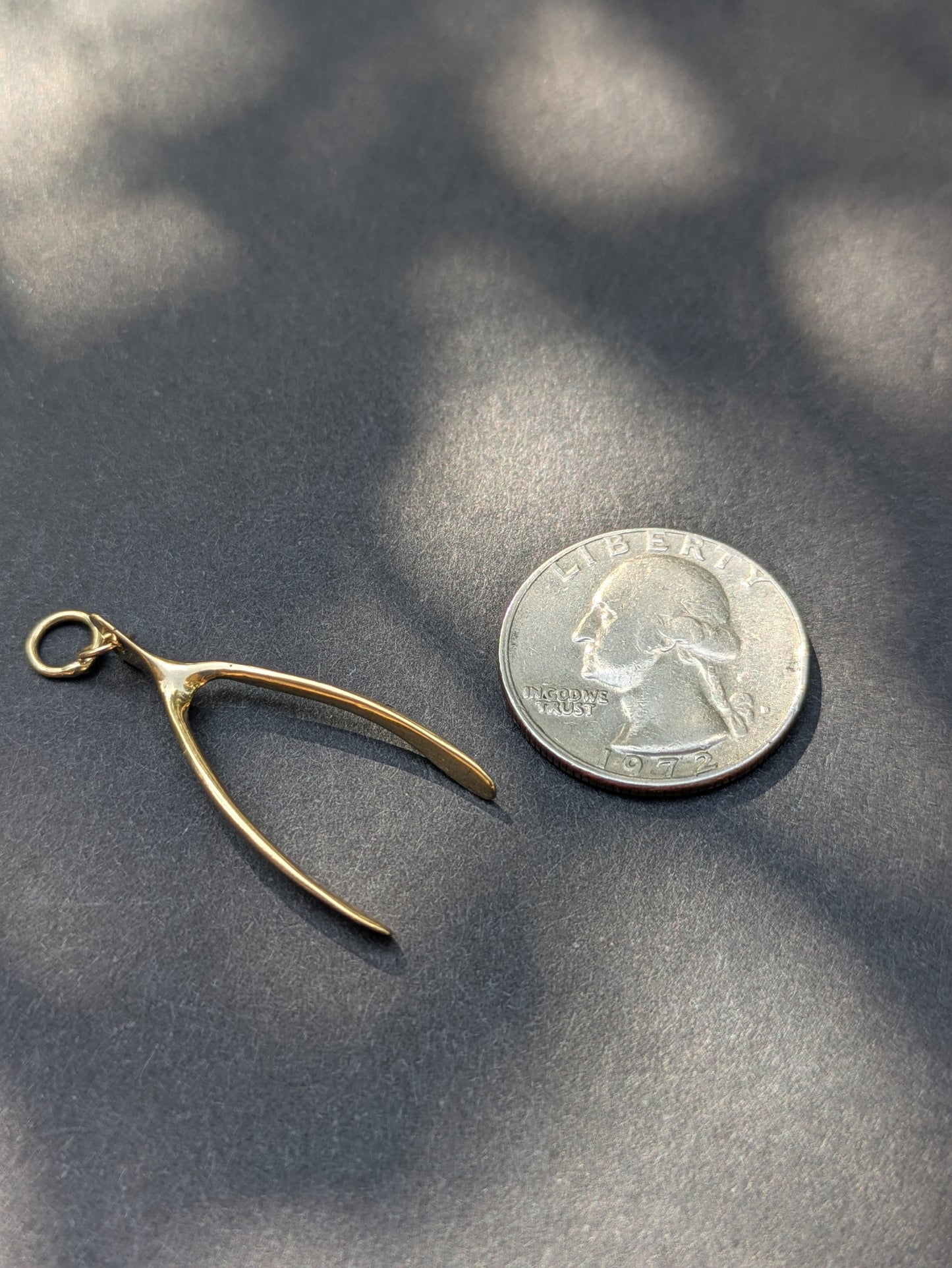 Large 14kt Wishbone Pendant