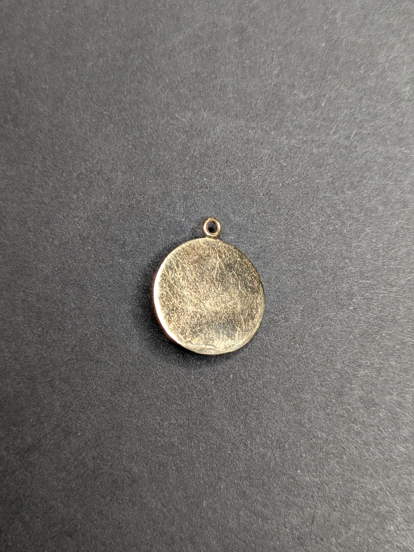 14kt Engraved Disk Charm with added Stick Pin Bull's Eye and Diamond