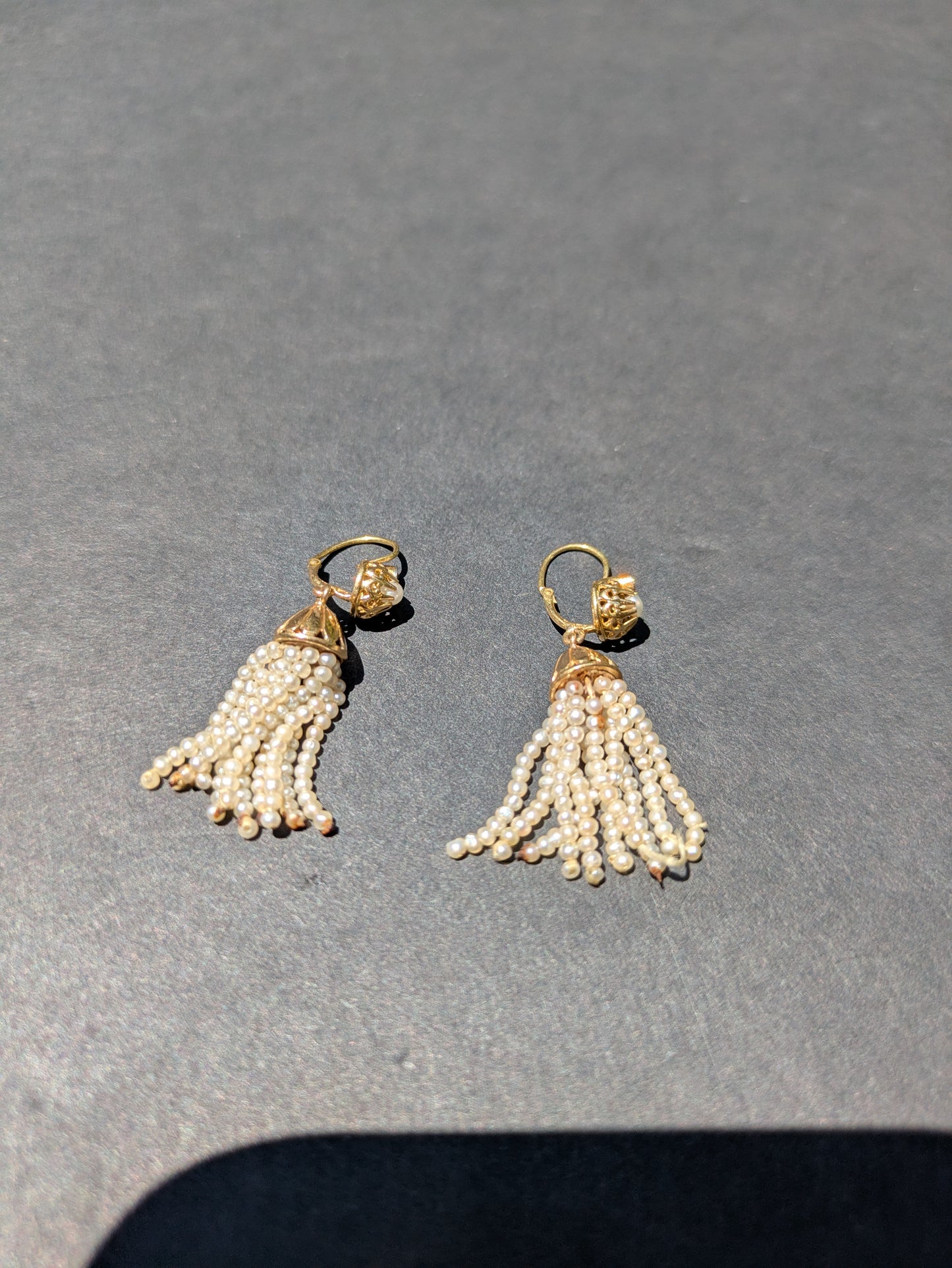 18k Pearl Dourmouse Earrings Tassel with Diamond