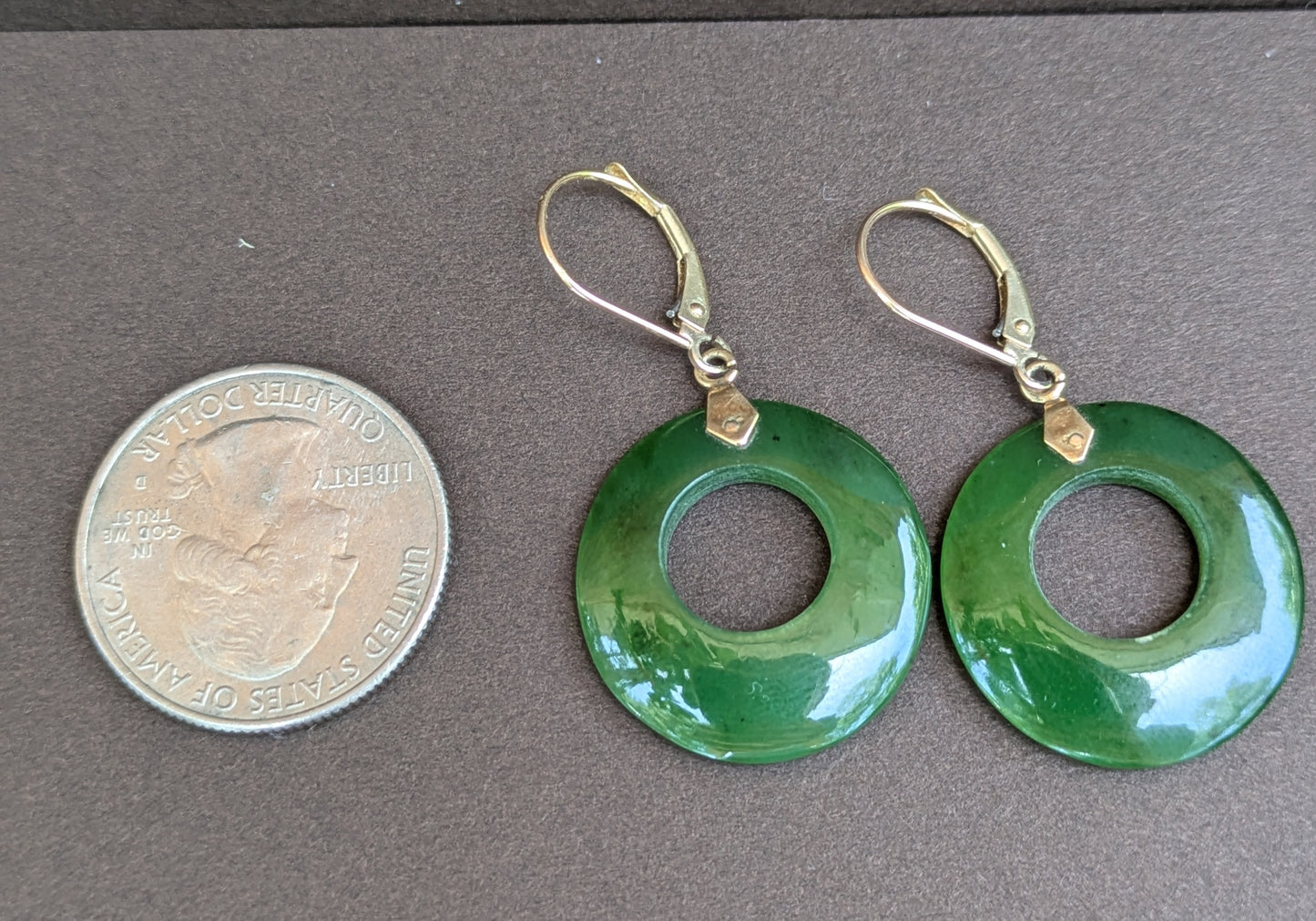 Spinach 14kt Jade Earrings