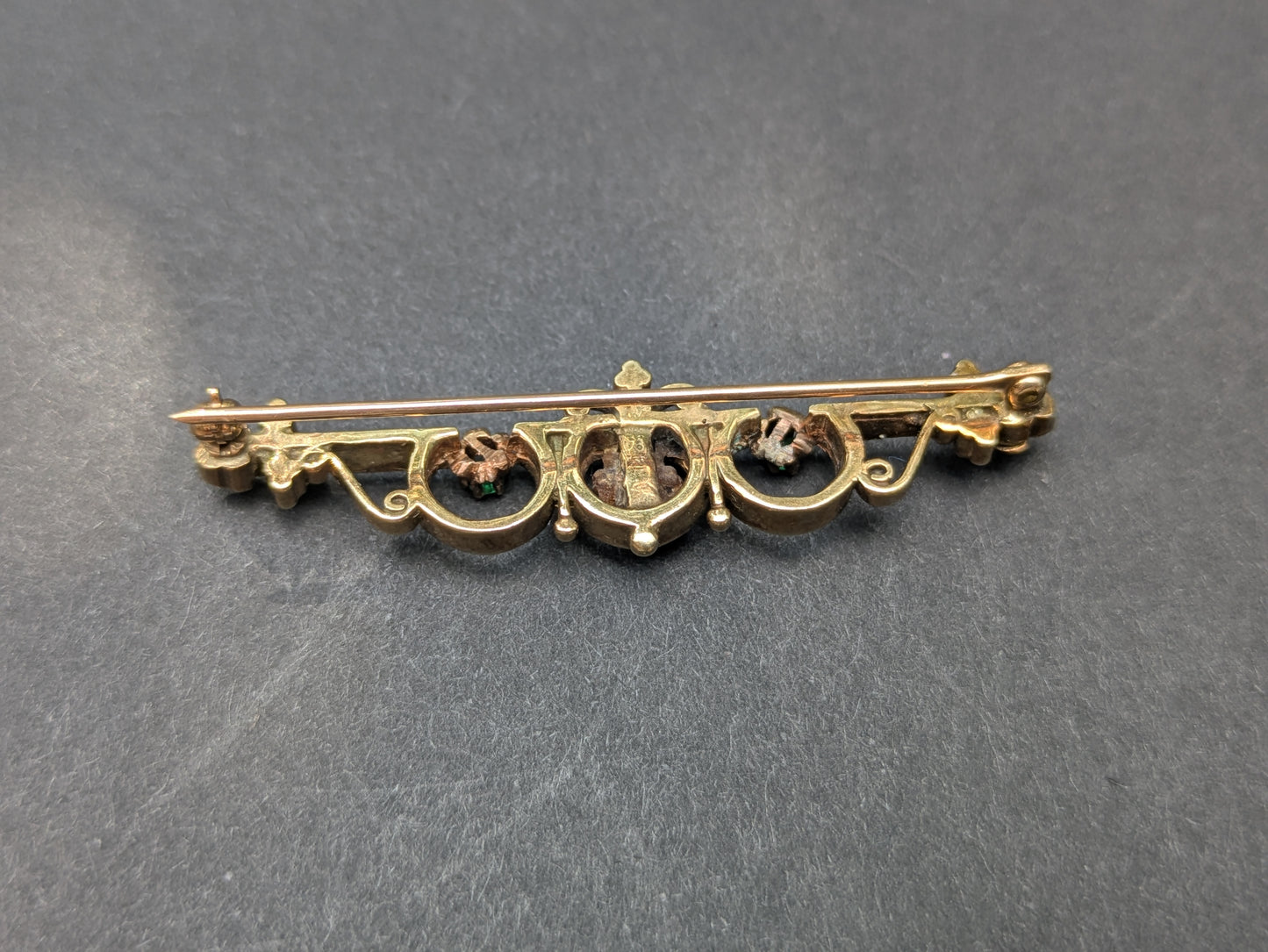 18kt Emerald and Diamond Swag Brooch