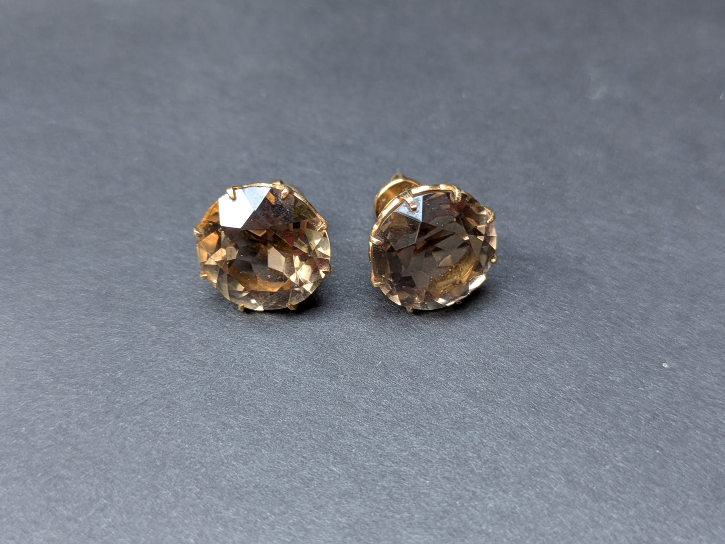 18kt Smoky Quartz Earrings 1950's