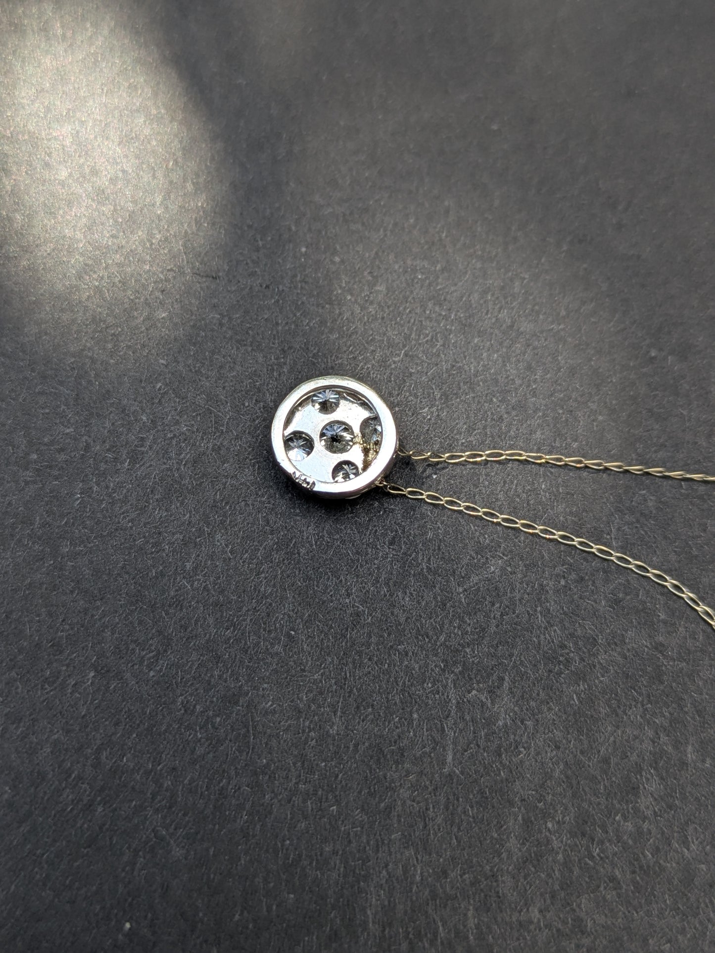 14k White Gold Diamond Cluster Pendant and Chain