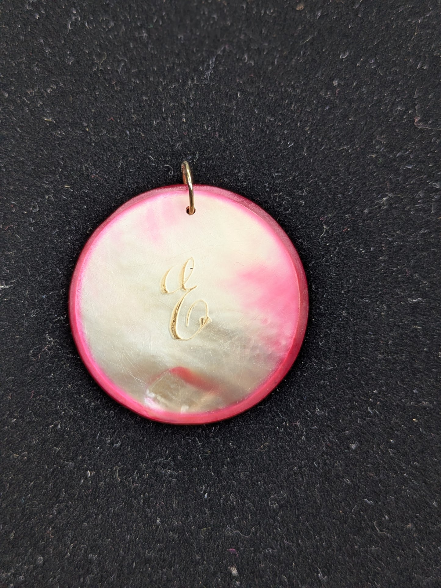 Round Pink Mother of Pearl Poker Chip with White Engraving "20"