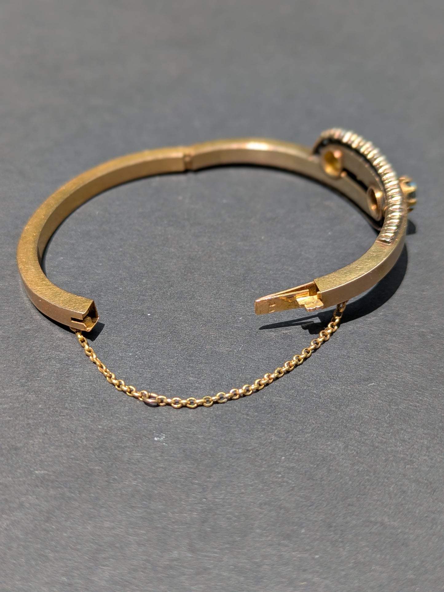 French 18k Aquamarine and Diamond Hallmark Bracelet
