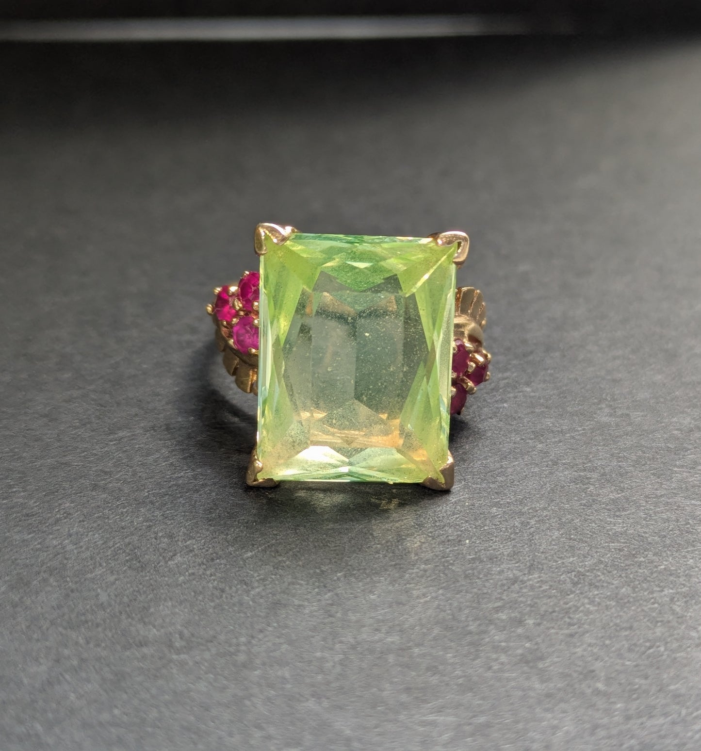 14kt 1950's Citrine and Ruby Ring