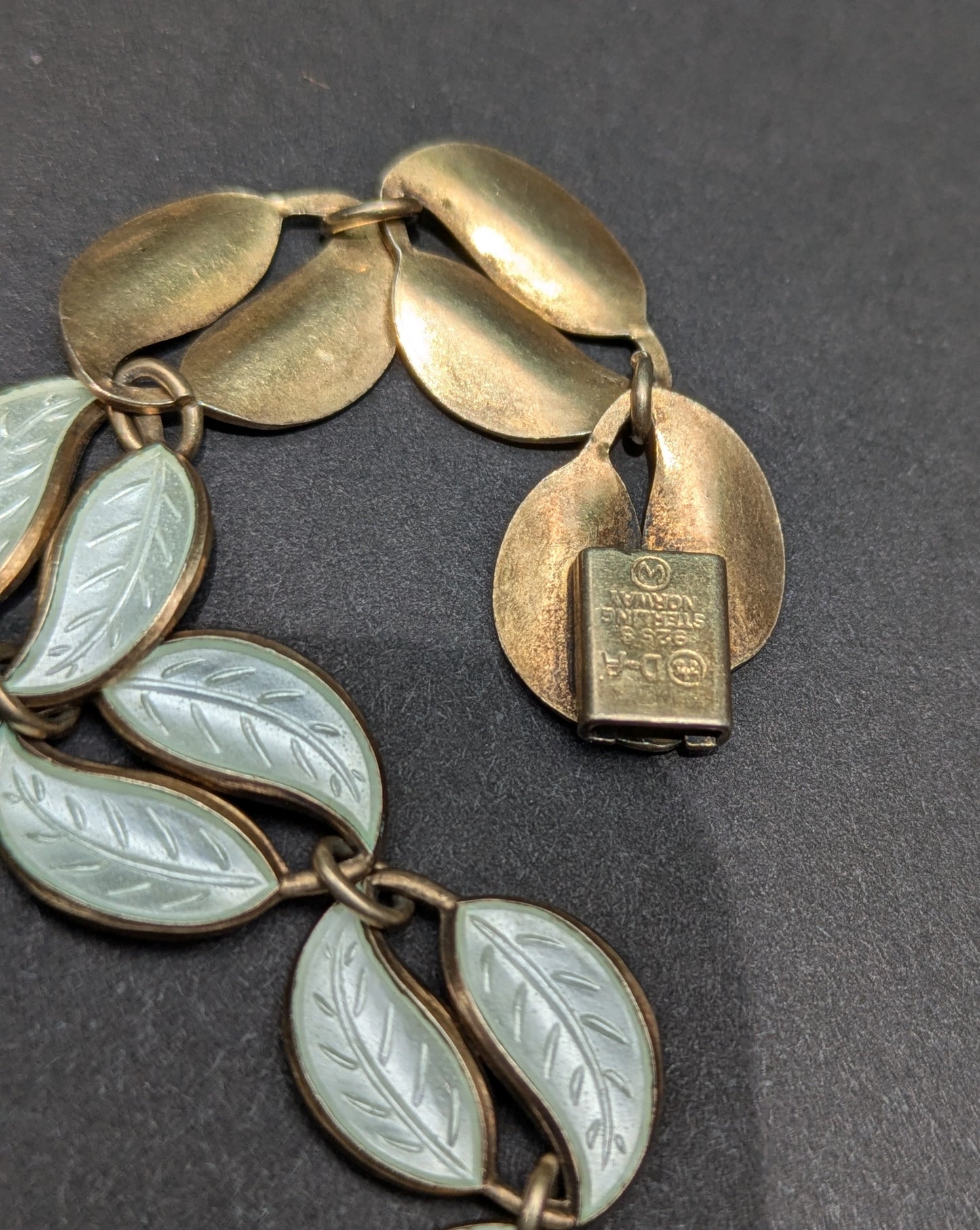 Sterling and White Enamel David Anderson Leaf Double Row