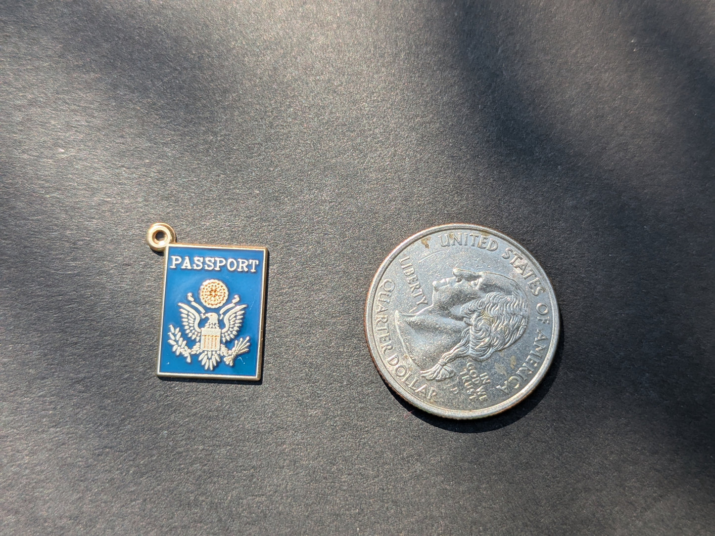 14kt Blue Enamel Passport Charm