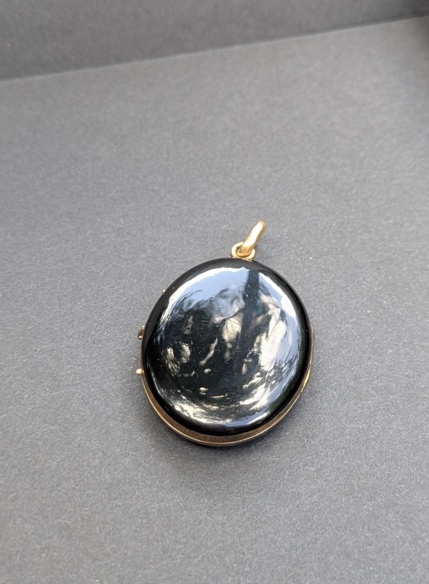 Victorian Black Enamel Mourning Locket Mixed Metal