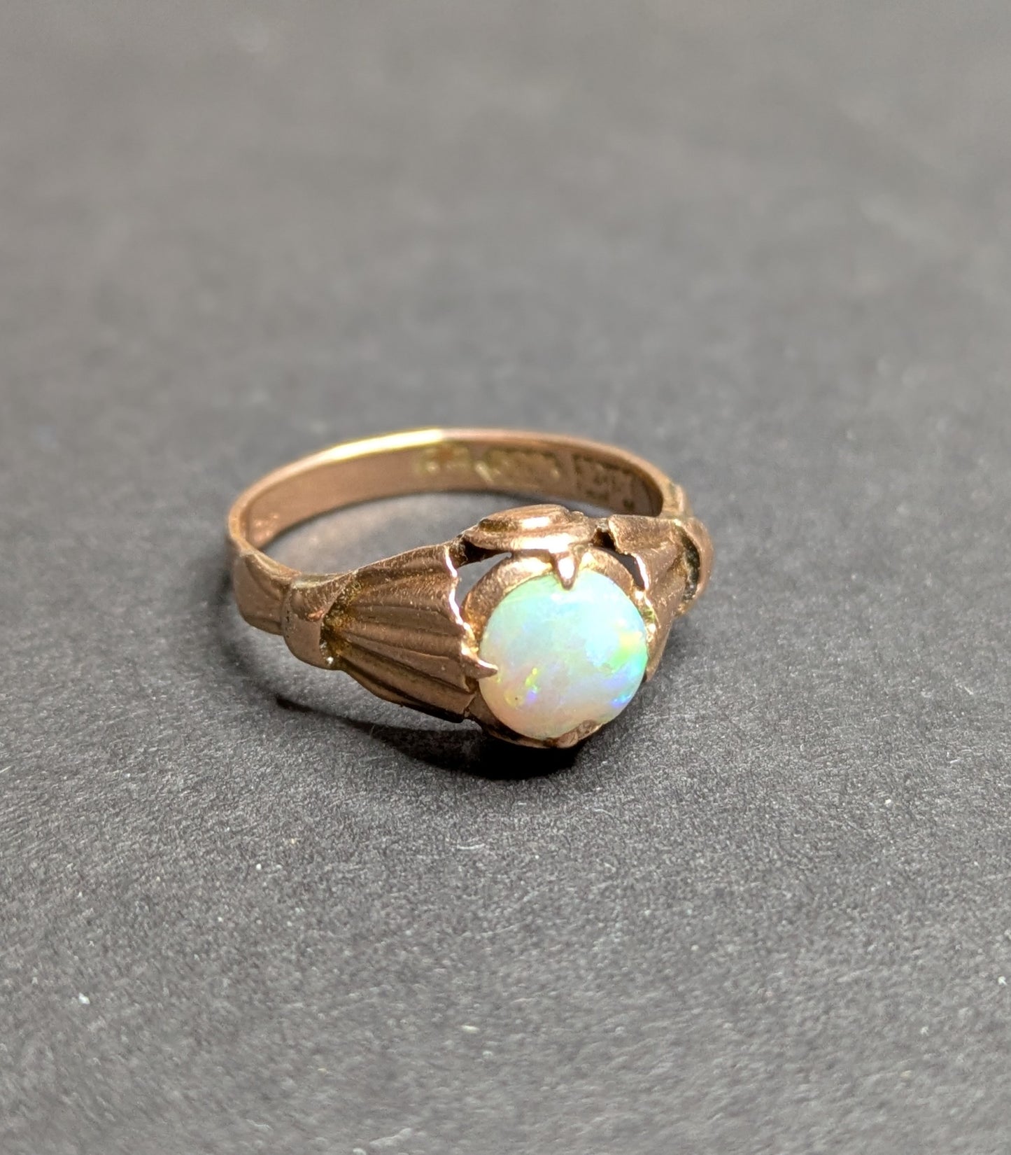Art Nouveau Opal and 14k Rose Gold Ring