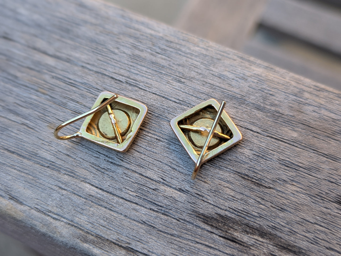 Late Victorian Cuff Link Conversion Earrings with Single Cut Diamonds