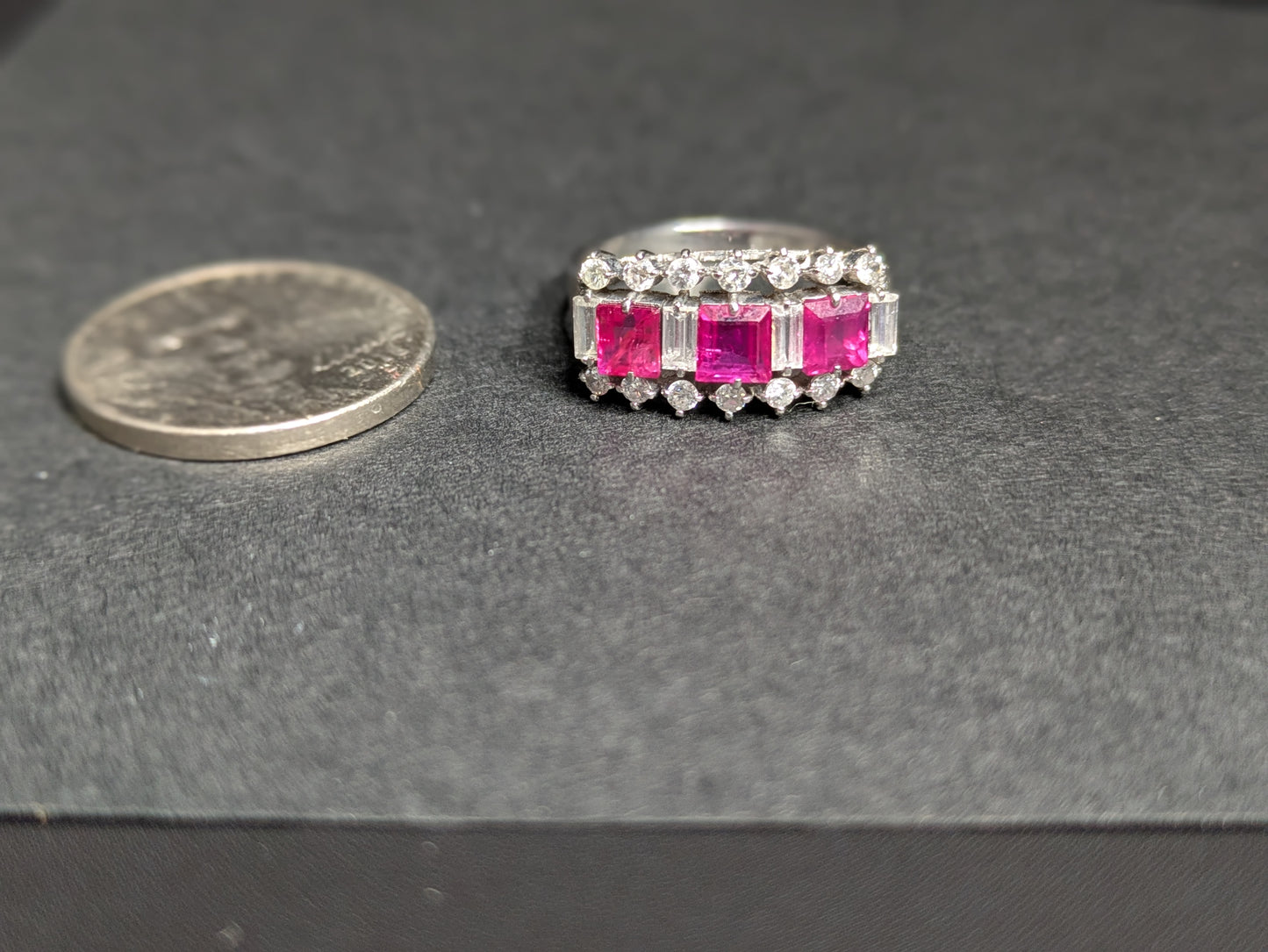 14k White Gold Ruby and Diamond Ring