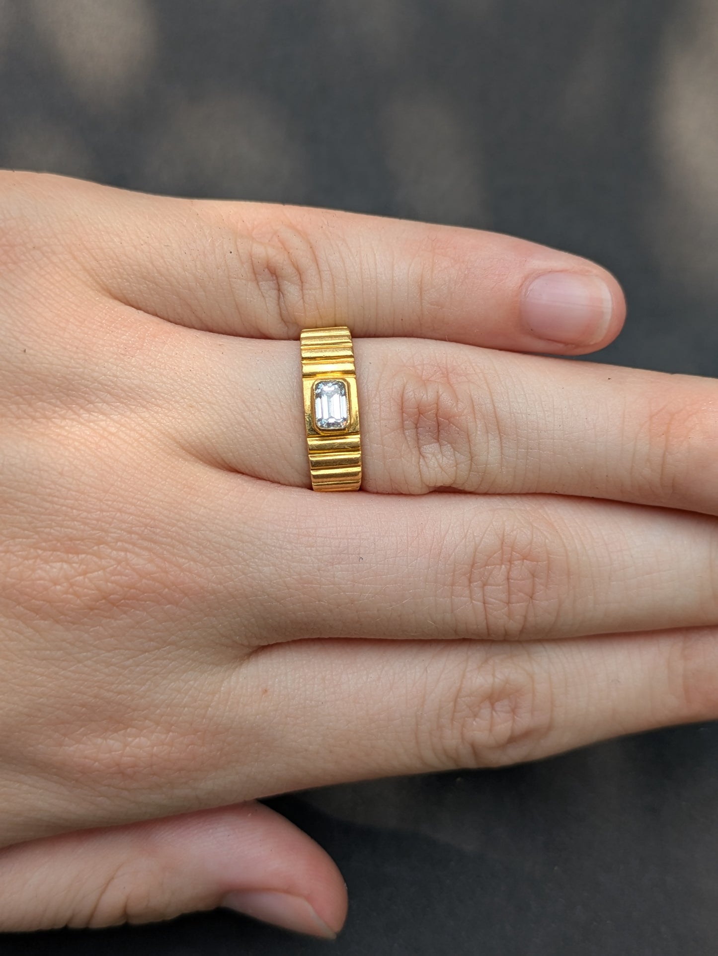 22kt Emerald Cut Diamond Ring