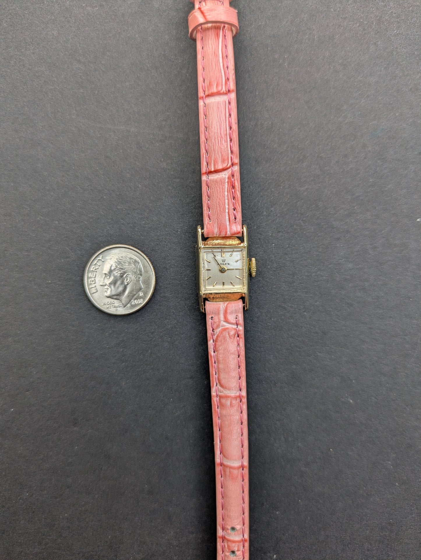 1960's 14k Gold Rolex on Pink Alligator Band