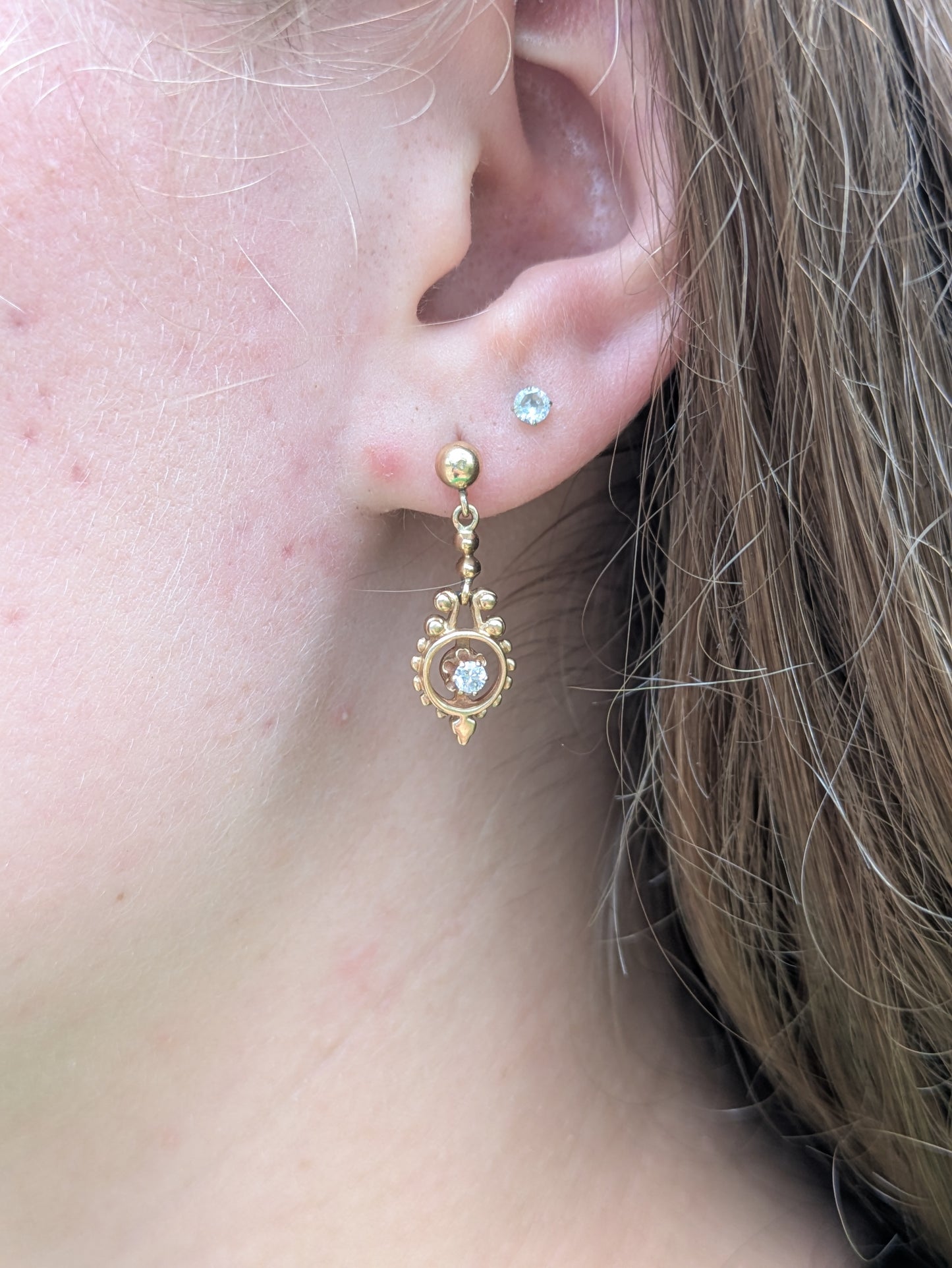 14kt Beadwork Diamond Earrings