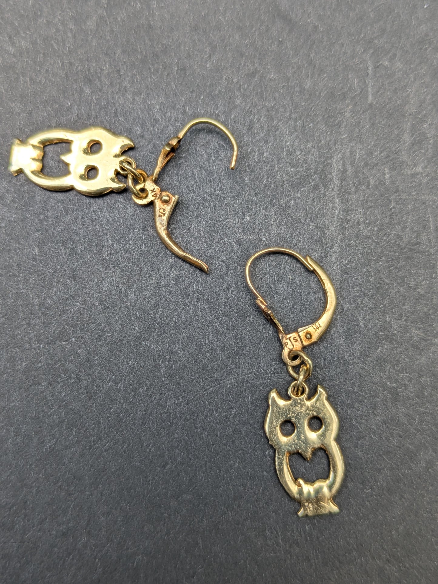 14kt Yellow Gold Owl Earrings