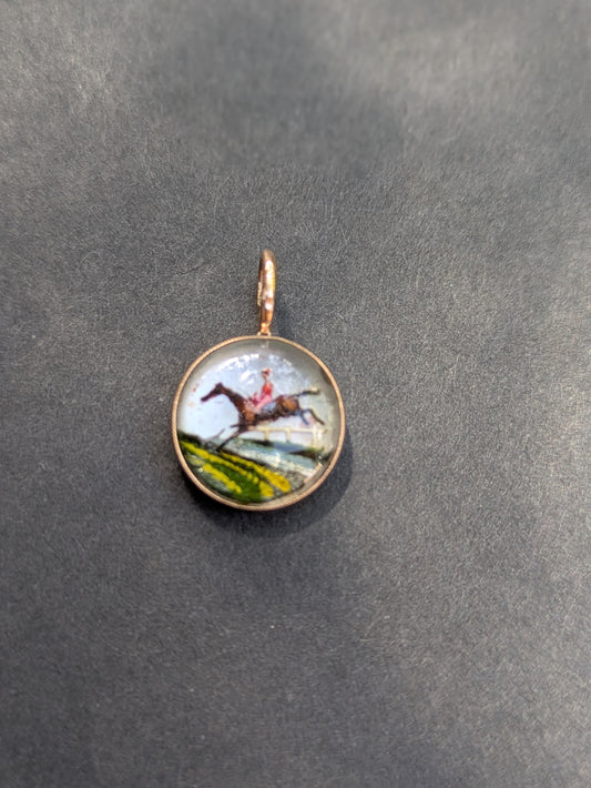 14kt Essex Crystal Horse and Rider Charm