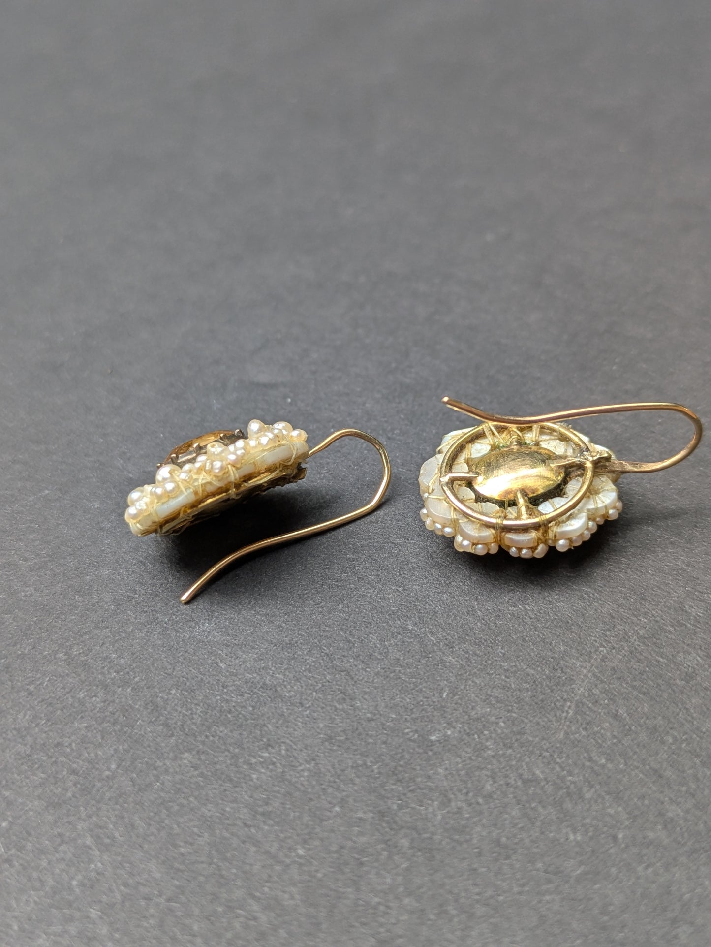 Georgian Foil Backed Citrine and Natural Pearl Earrings