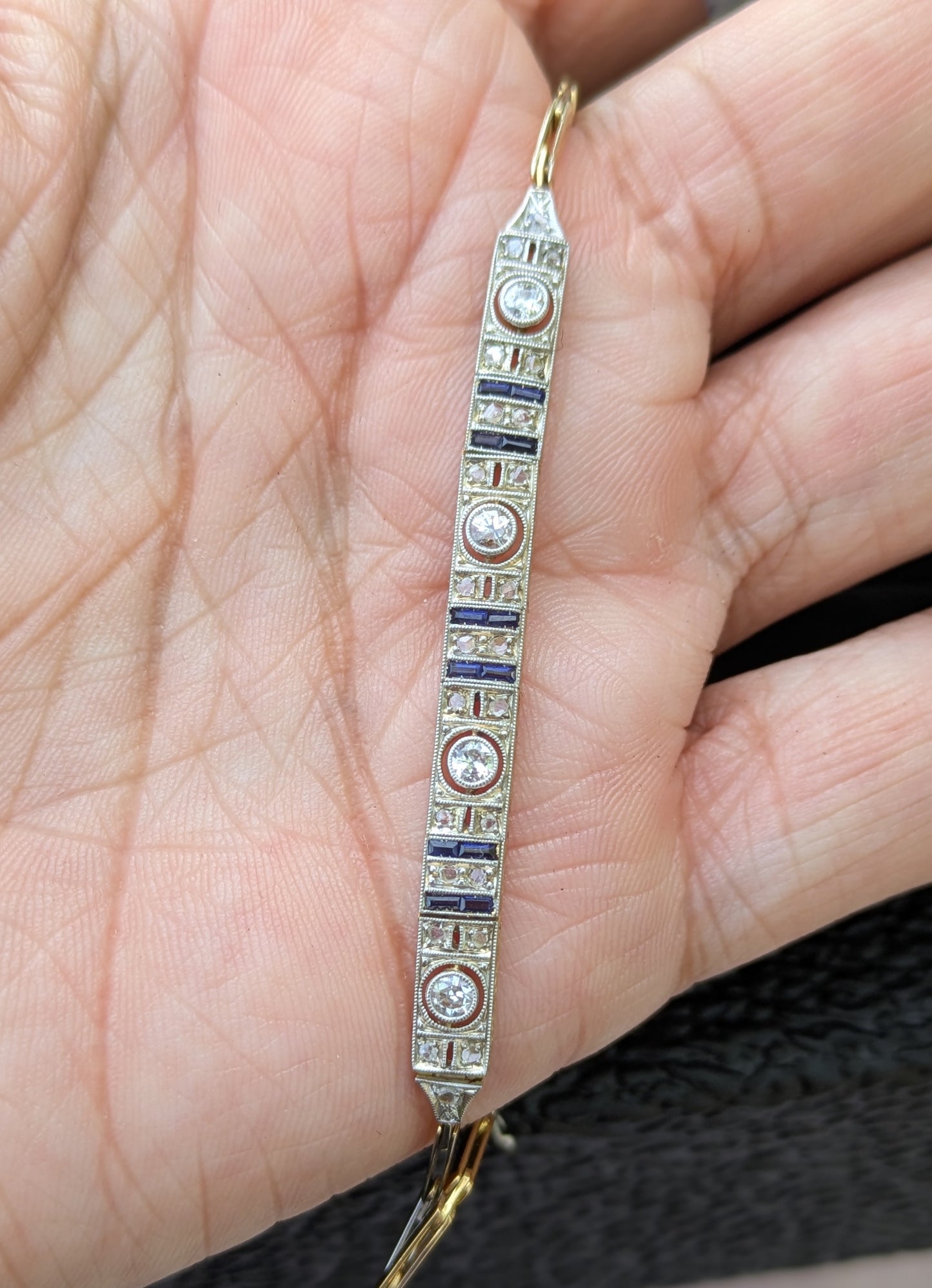 Art Deco 18k Sapphire and Diamond Bracelet