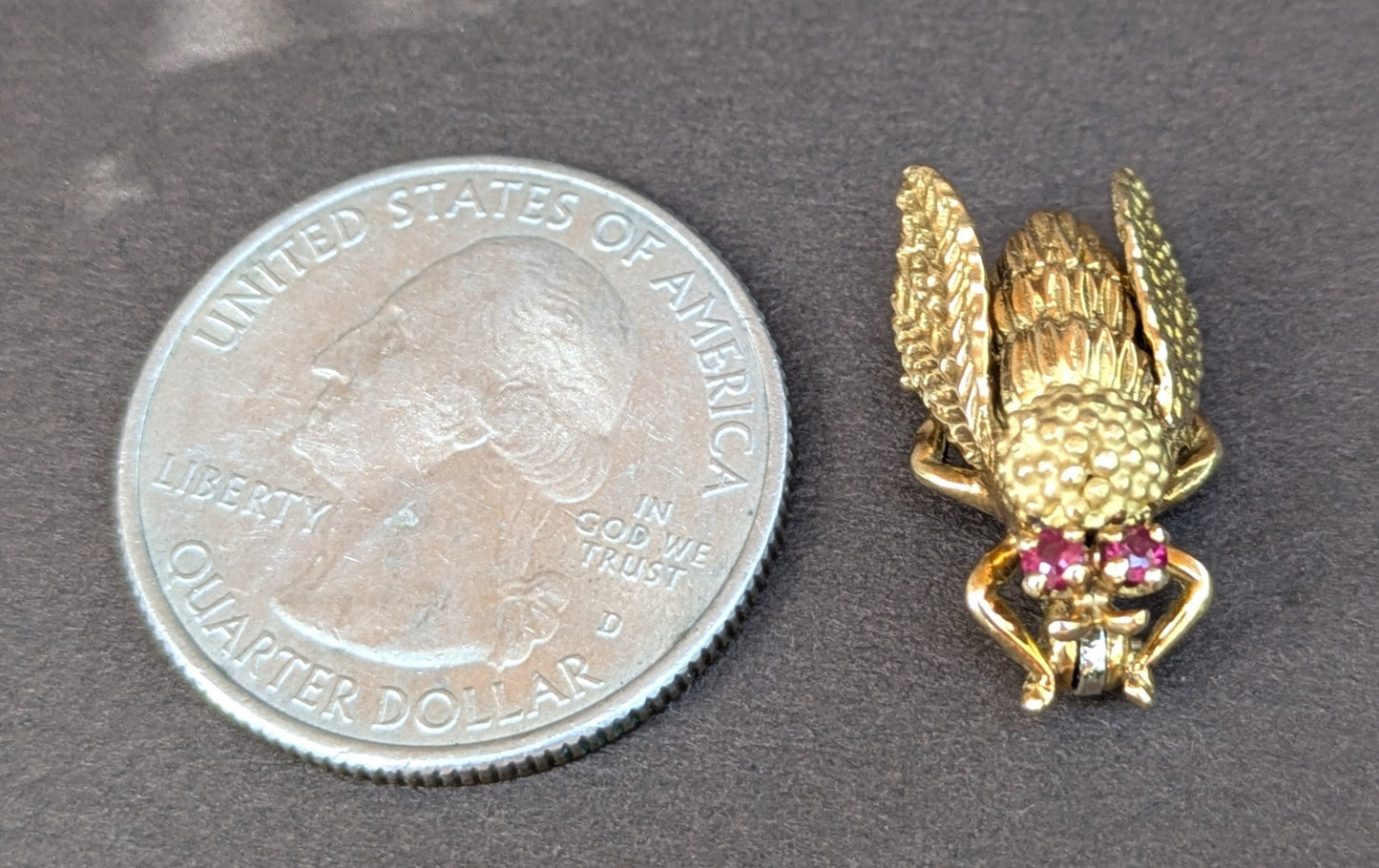 18kt Ruby Eyed Fly Brooch Hallmark