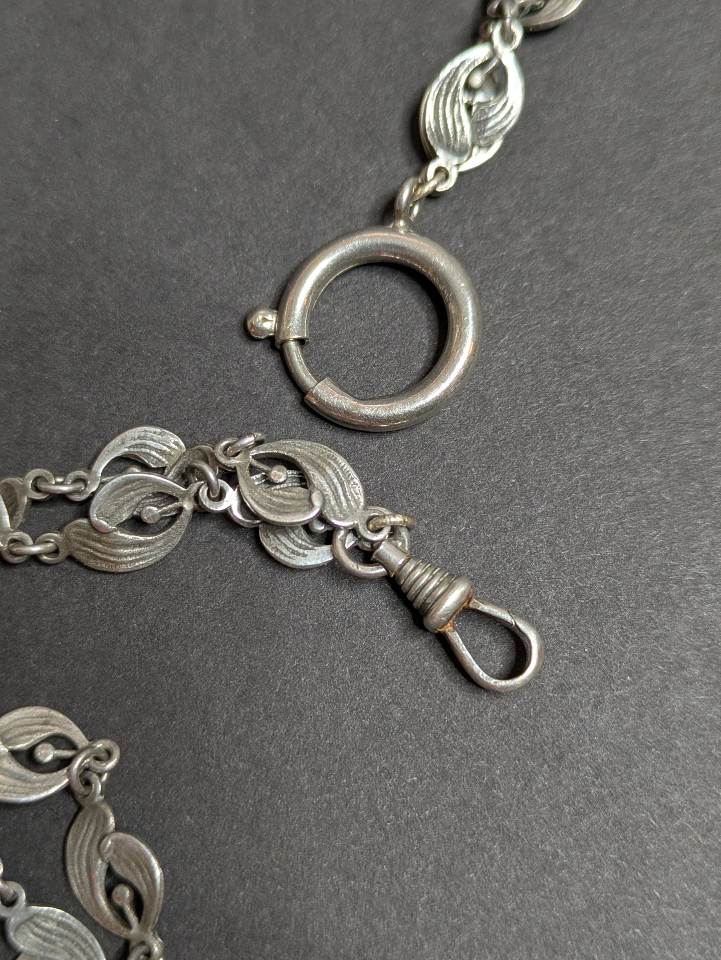 Art Nouveau Silver Long Guard Chain