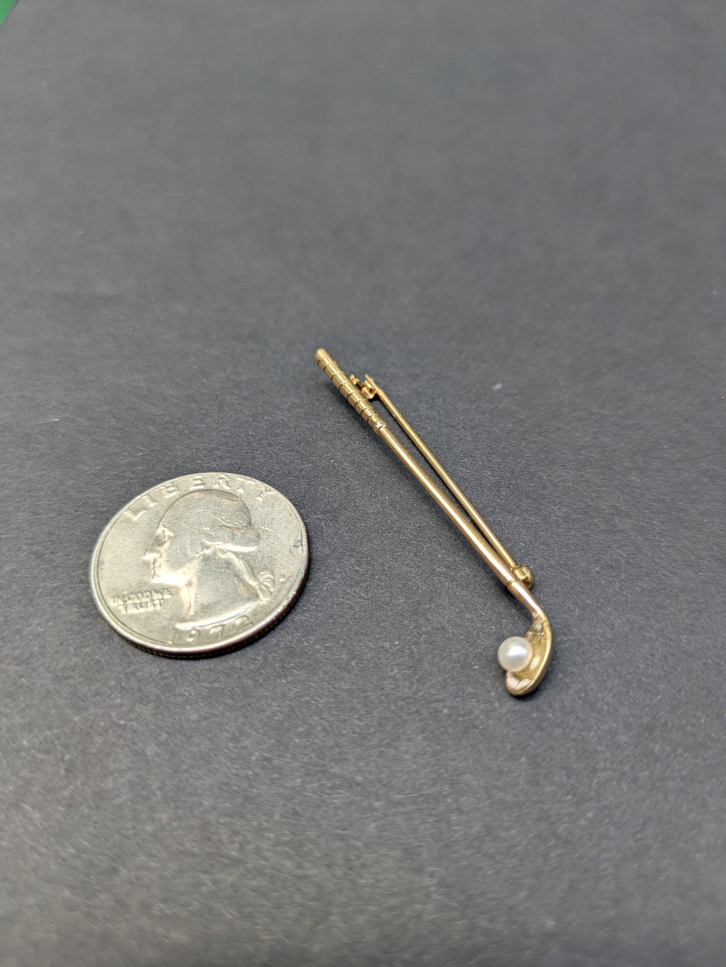 14kt Pearl Golf Club Brooch